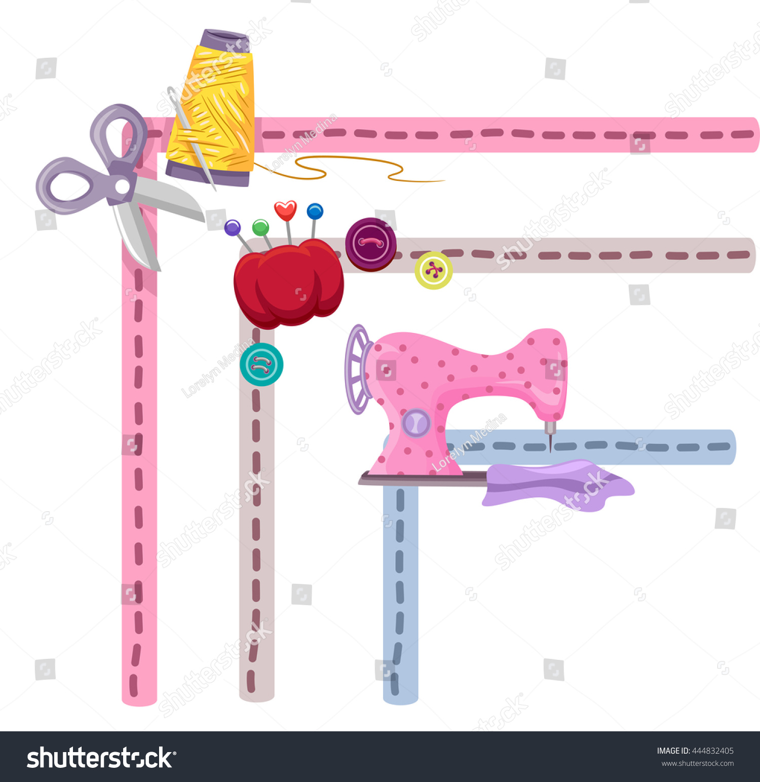 Border Illustration Featuring Sewing Elements Stock Vector (Royalty ...
