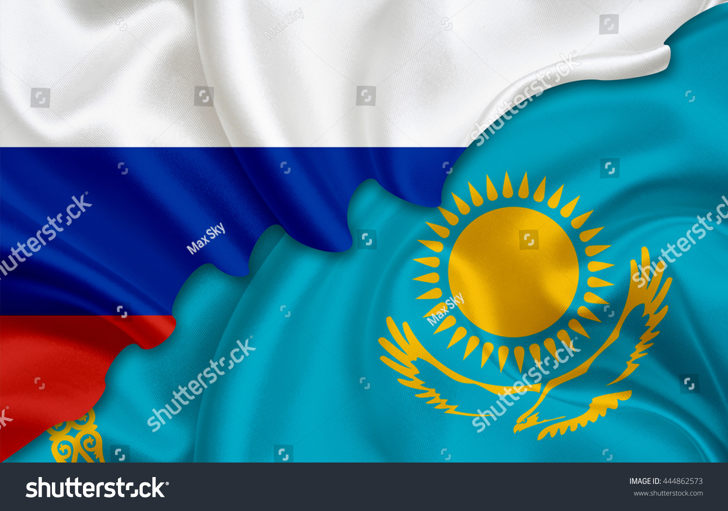 Флаг России и Казахстана