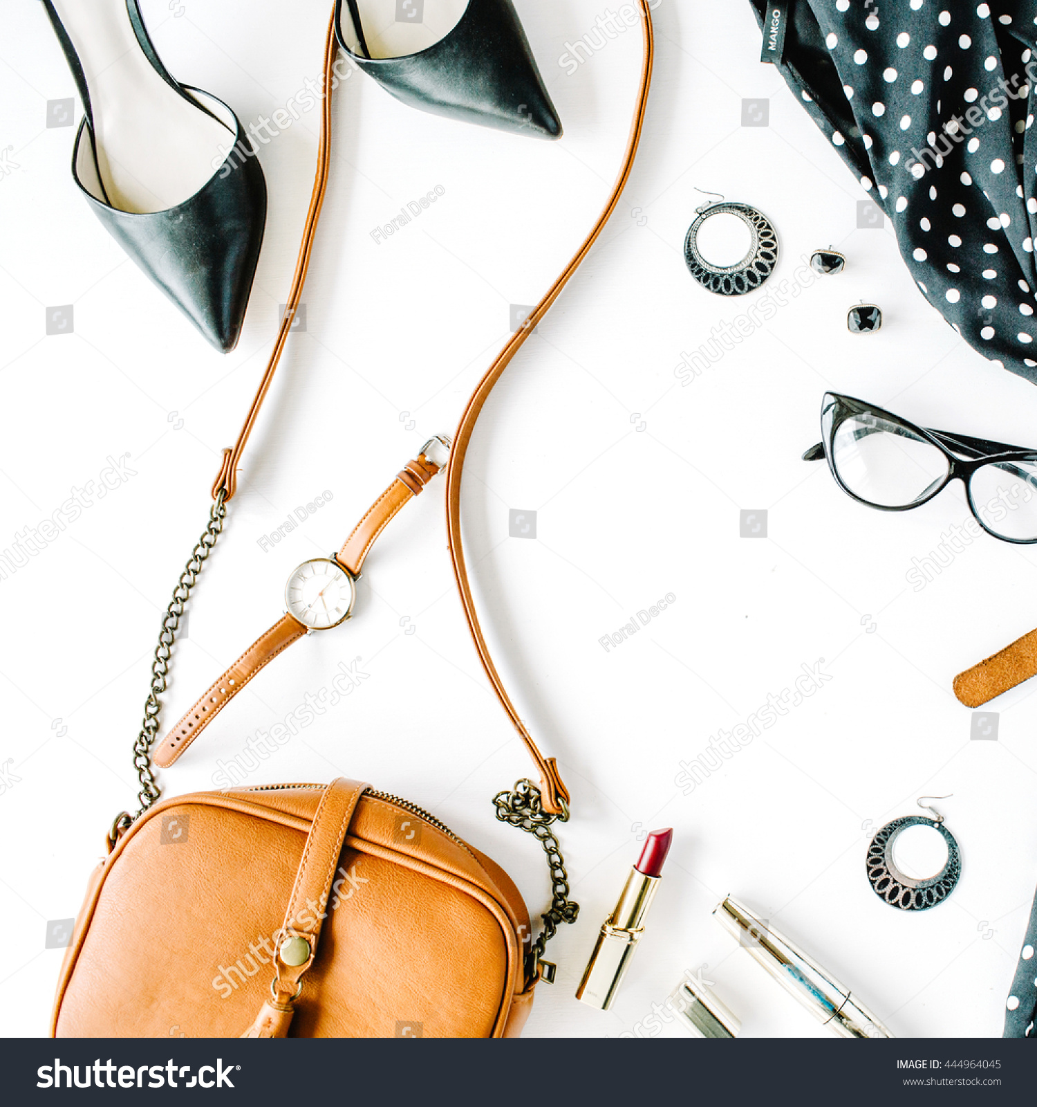 Flat Lay Feminini Clothes Accessories Collage Stock Photo 444964045 ...