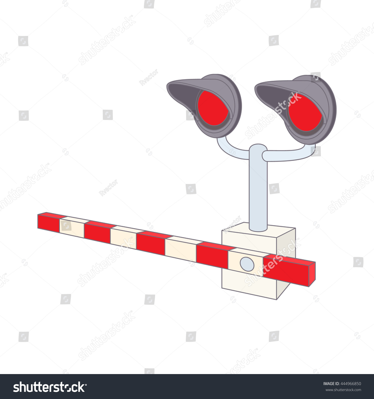 Railroad Crossing Icon Cartoon Style On Stock Vector (Royalty Free ...