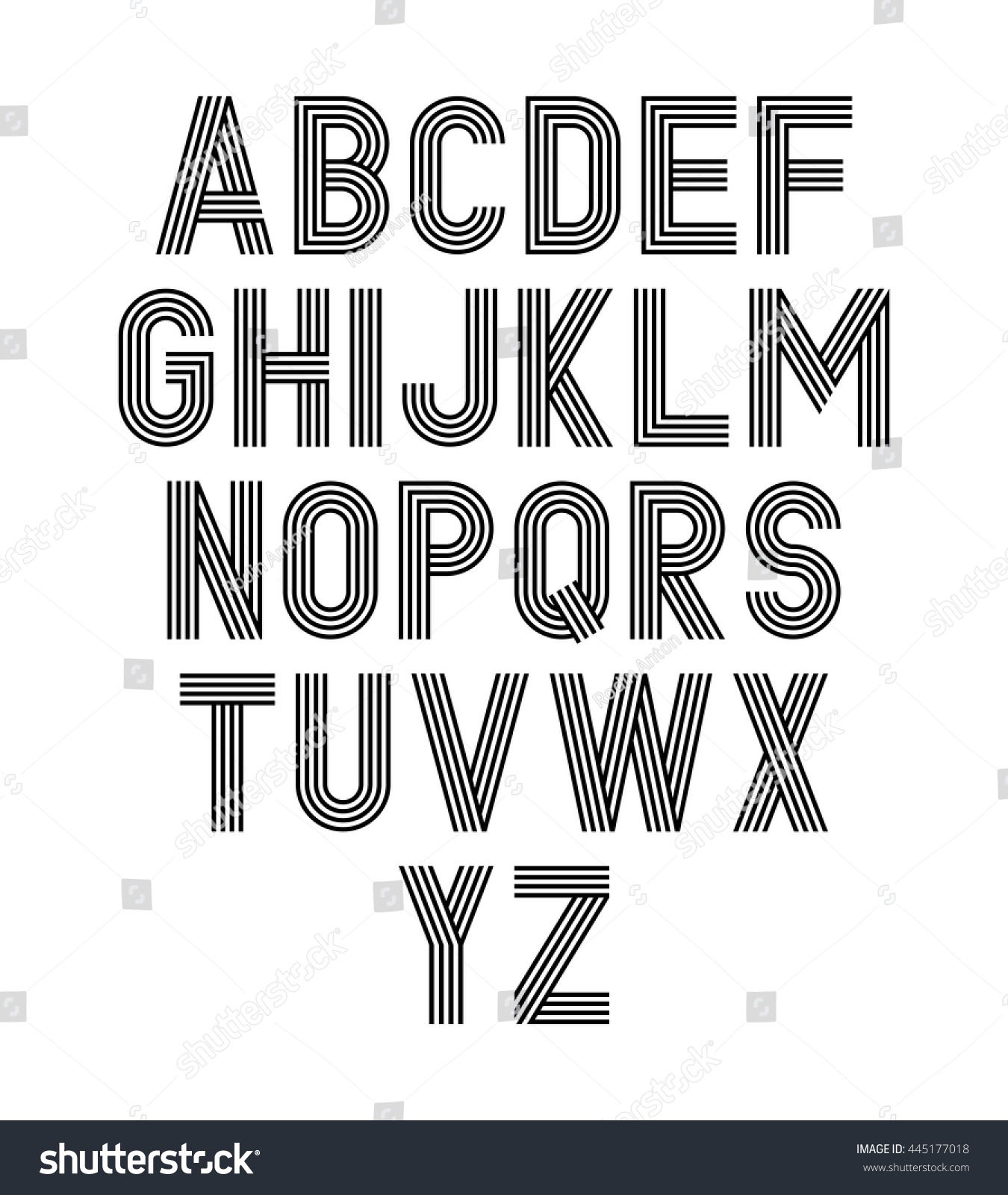 Vector Modern Linear Font Stock Vector (Royalty Free) 445177018 ...