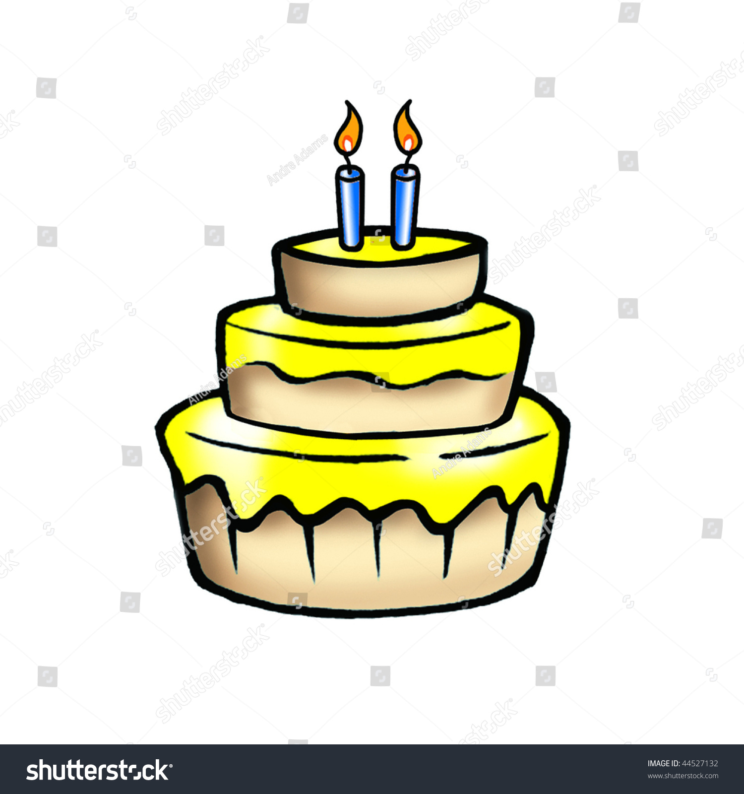 Торт с двумя свечками рисунок