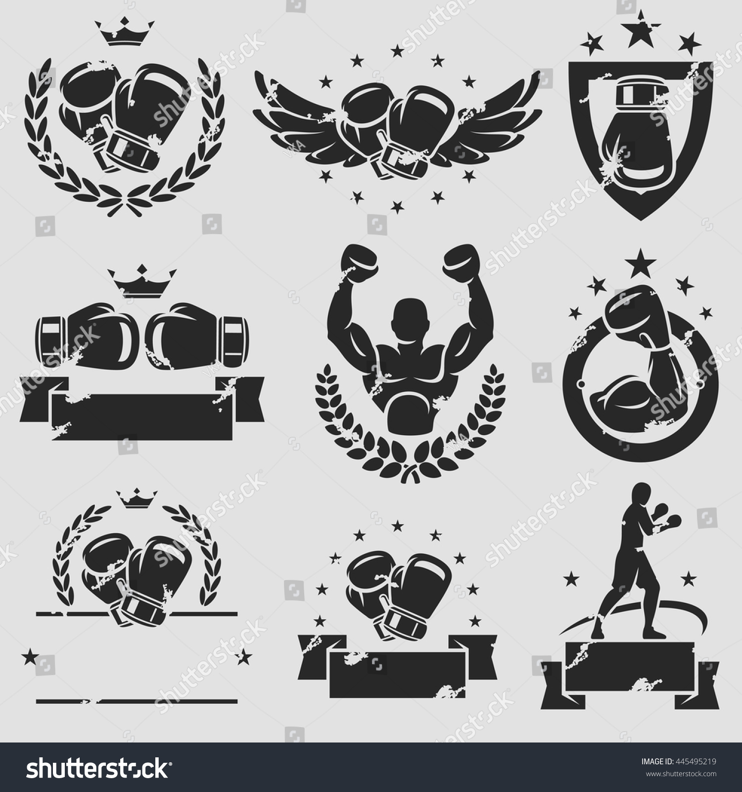 Boxing Labels Icons Set Vector: Vetor Stock (livre De Direitos ...