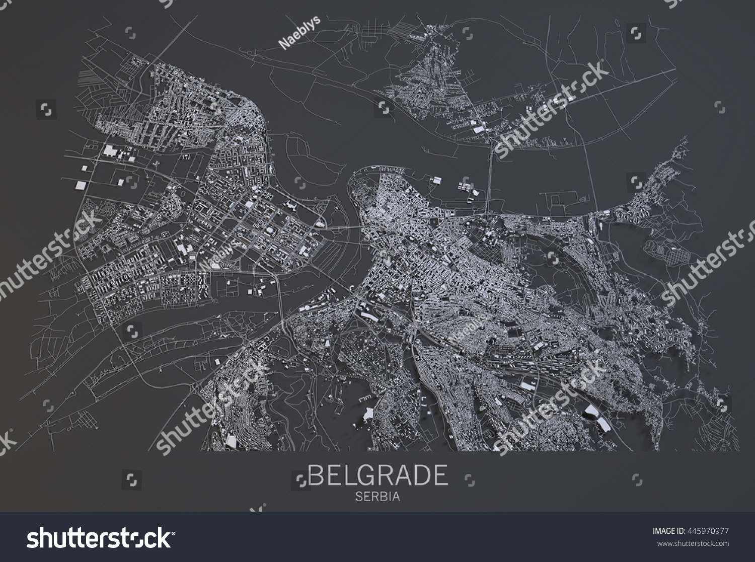 Belgrade Map Satellite View Serbia 3d Stock Illustration 445970977