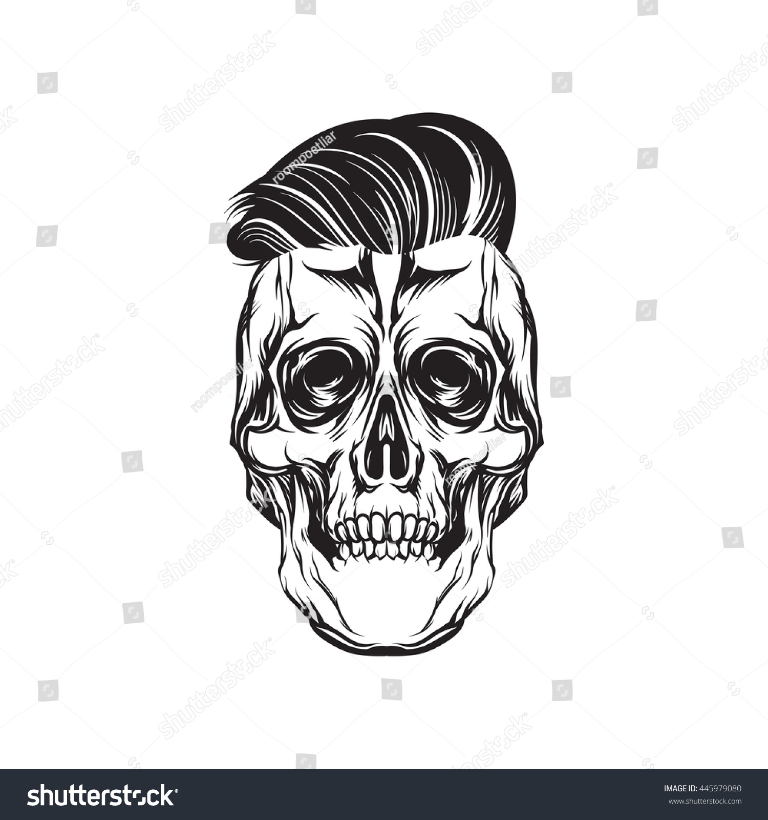 Rockabilly Skull Head Isolated Cool Hairstyle Stock Vector (Royalty ...