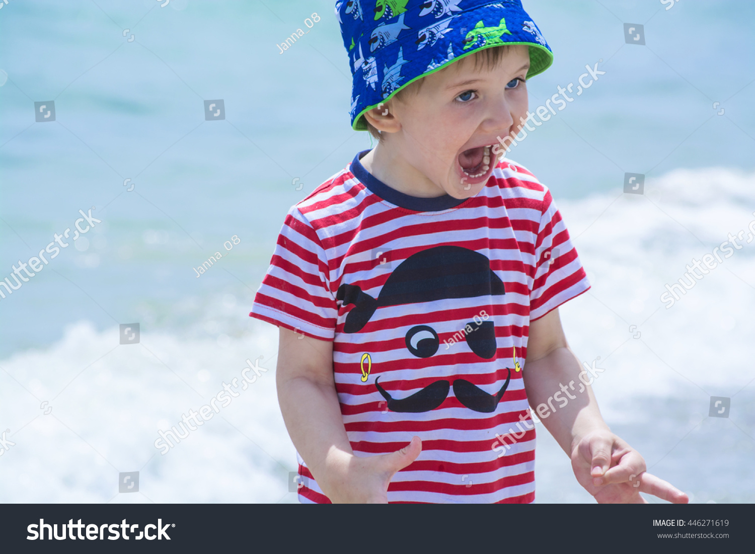 Little Boy Blue Eyes Screaming Happiness Stock Photo 446271619 