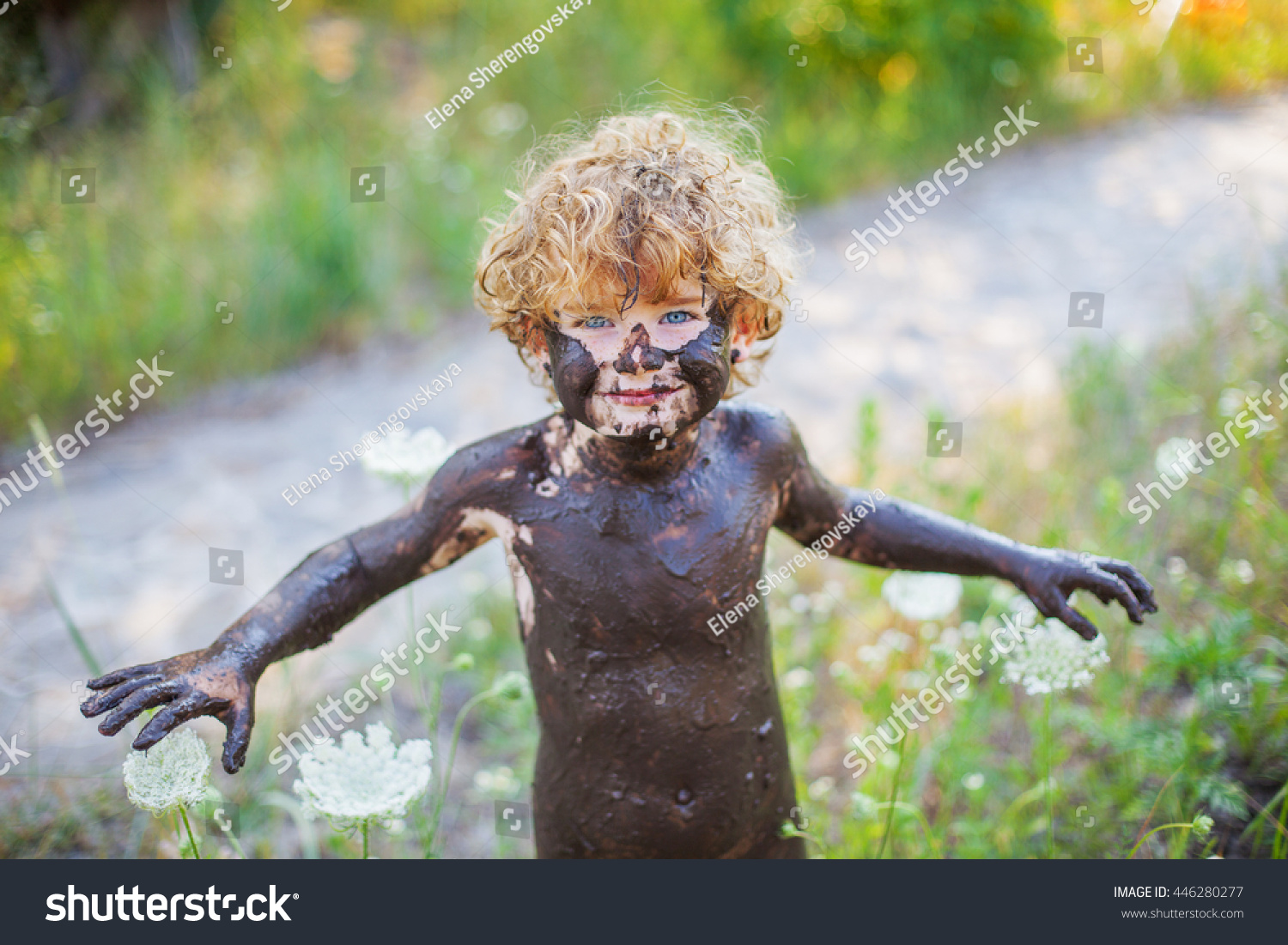 Naked Boy Mud Foto Stok 446280277 Shutterstock 5214