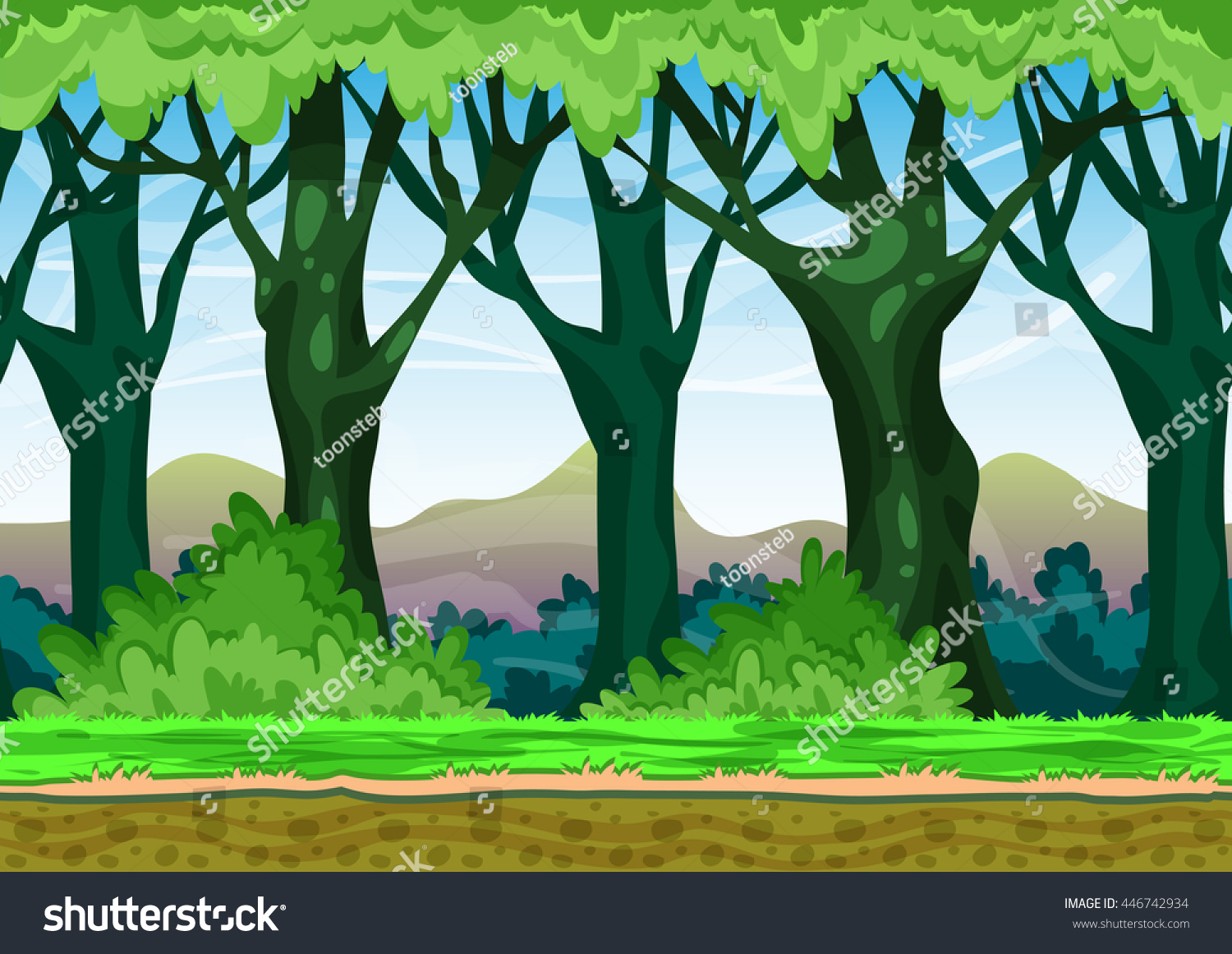 Cartoon Vector Landscape Separated Layers Game Stock Vector (Royalty ...