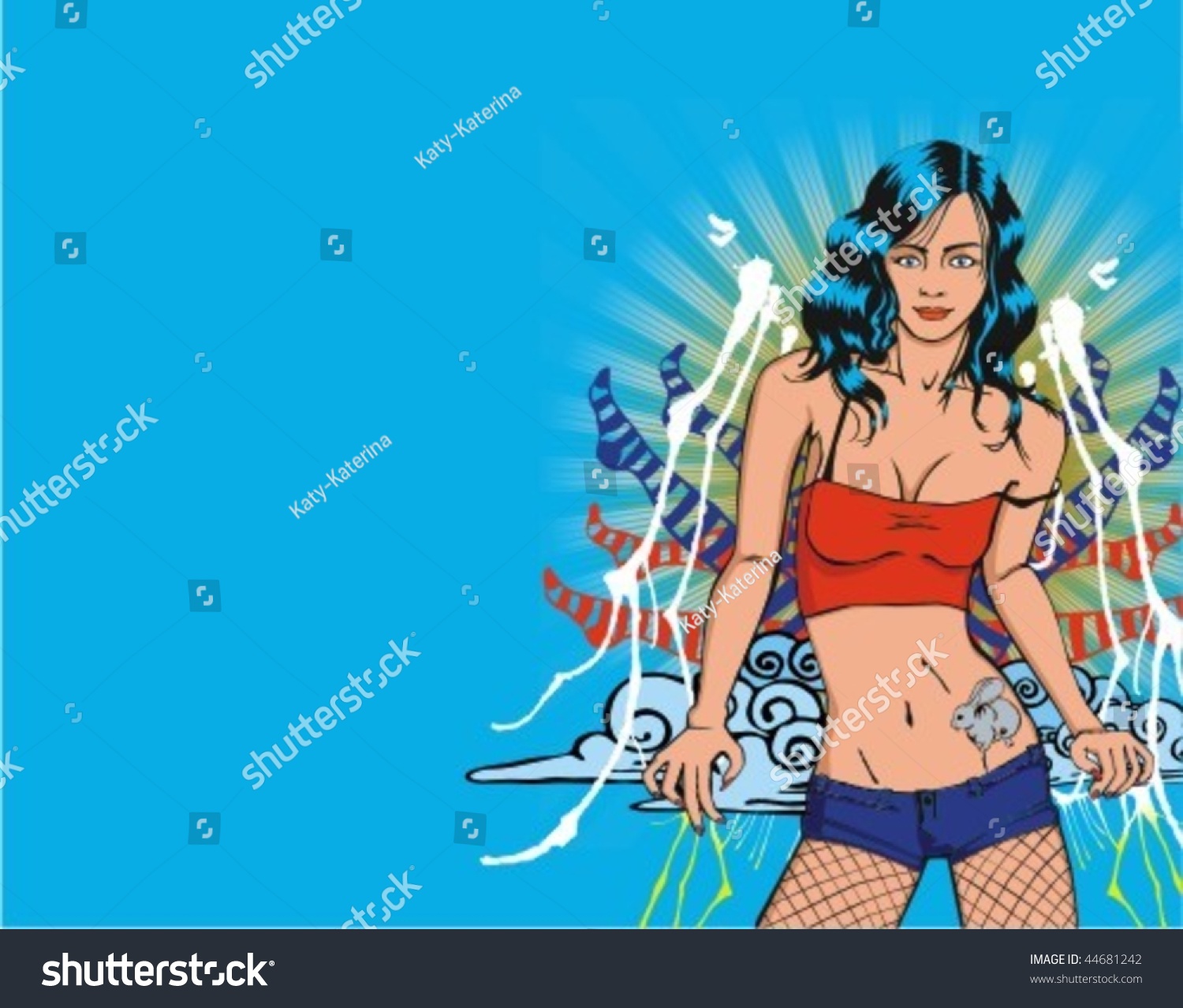 Sexy Girl On Blue Background Place Stock Vector Royalty Free Shutterstock