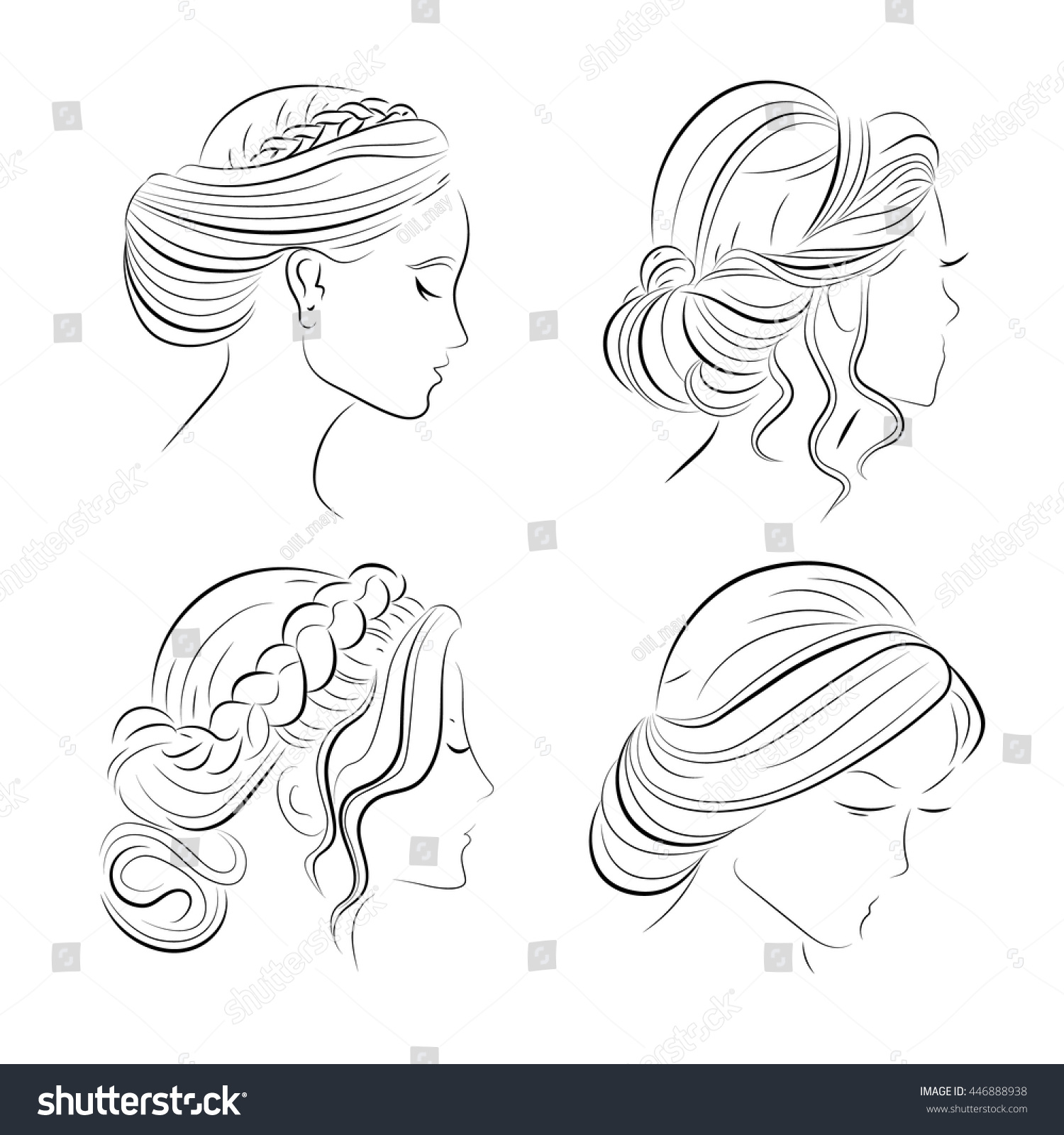 Эскиз свадебной прически на длинные волосы