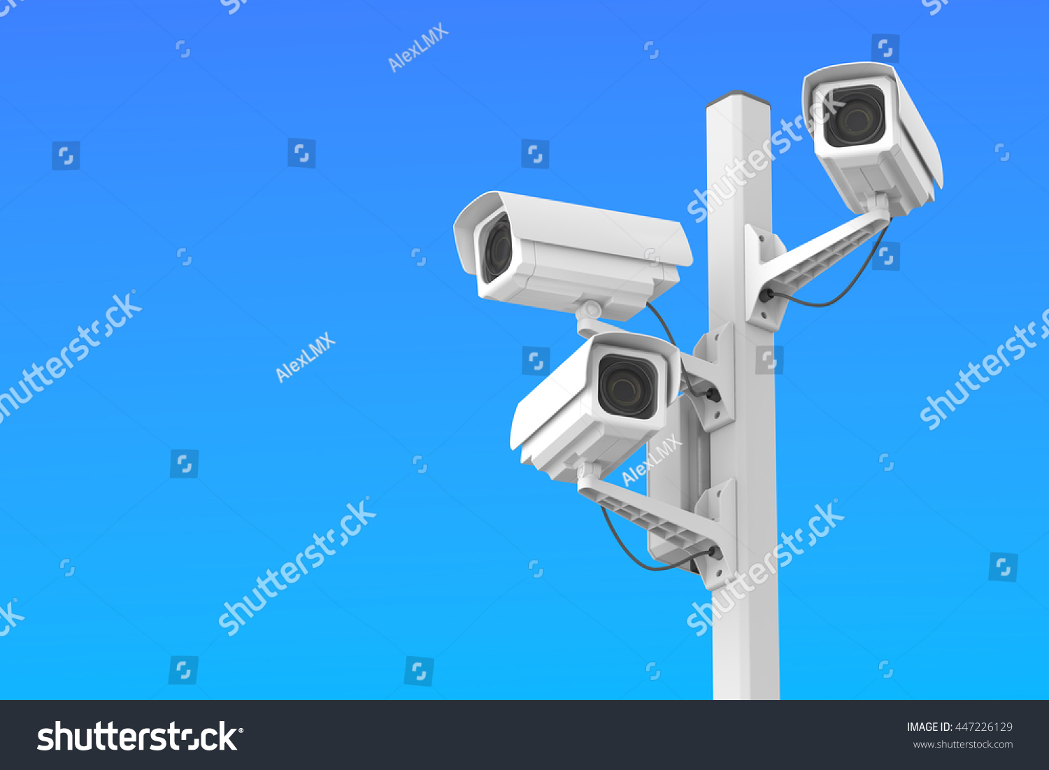 Security Cctv Cameras On Blue Sky Stock Illustration 447226129