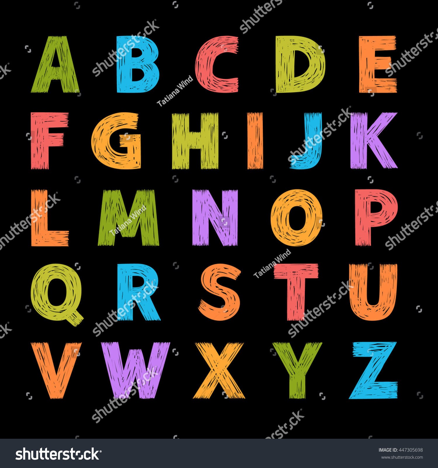 Hand Drawn Set Letters Alphabet Vector Stock Vector Royalty Free