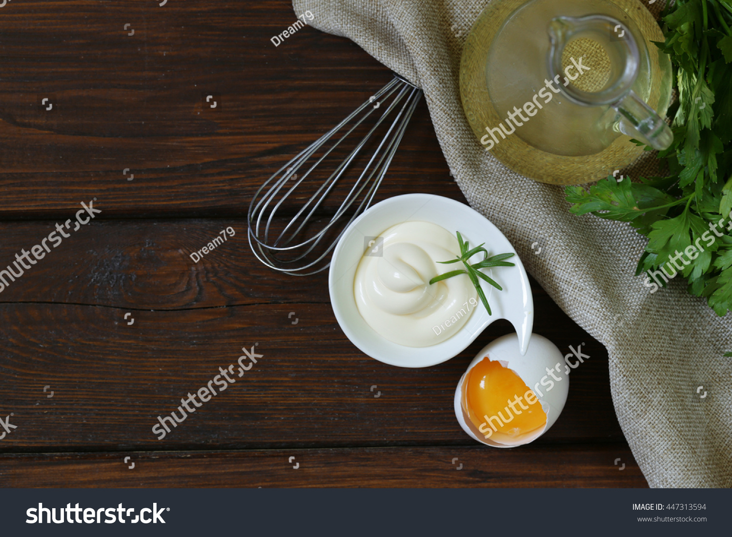 Natural Homemade Mayonnaise Egg Yolk Vegetable Stock Photo 447313594