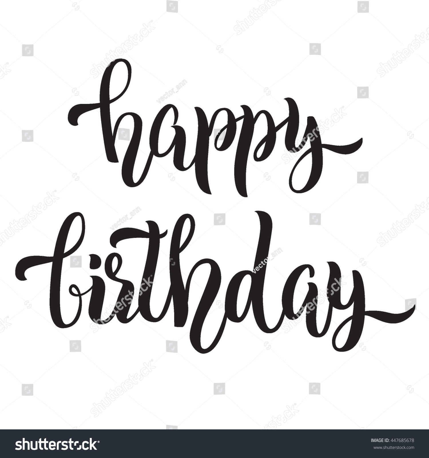 Hand Lettering Happy Birthday Phrase Isolated Stock Vector (Royalty ...