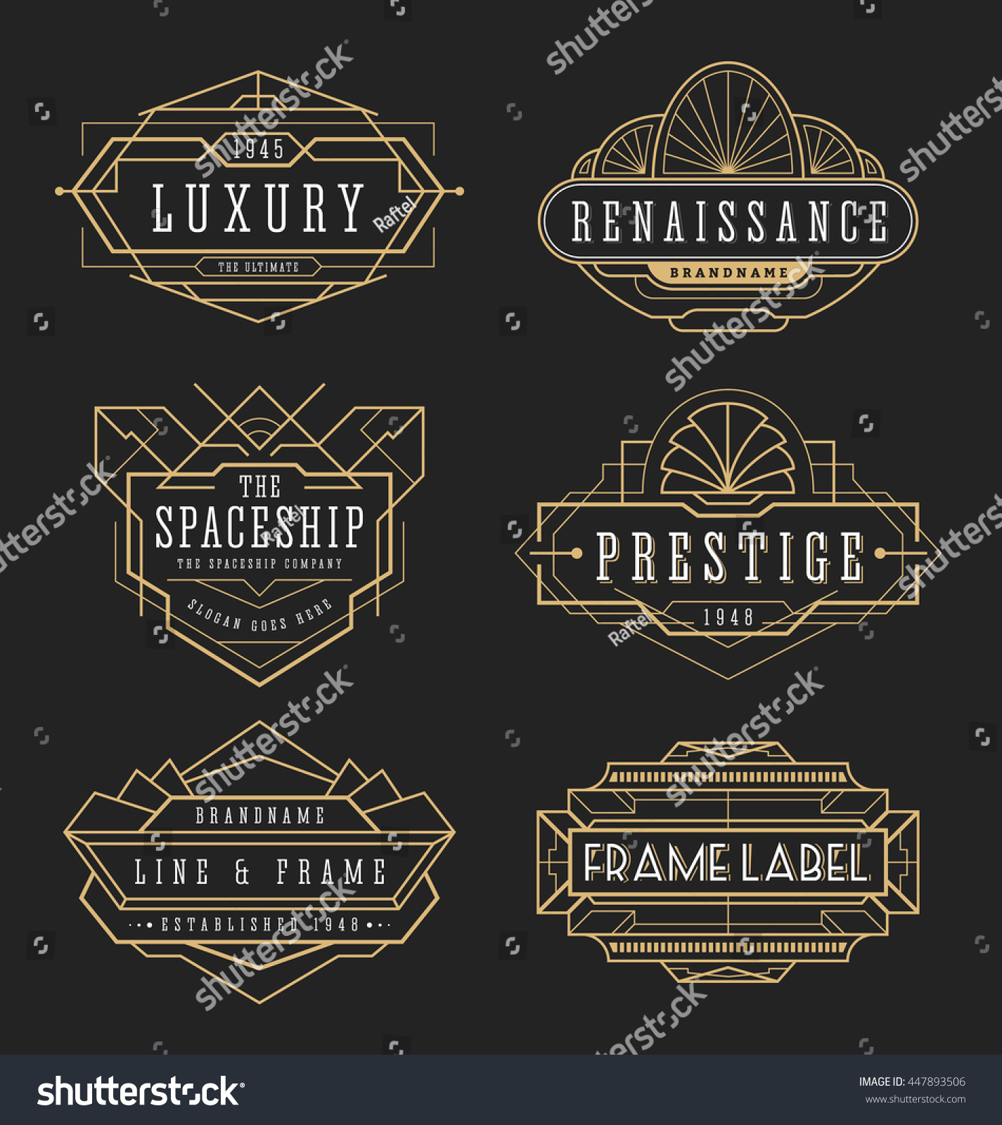 Vintage Line Frame Design Labels Banner Stock Vector (Royalty Free ...