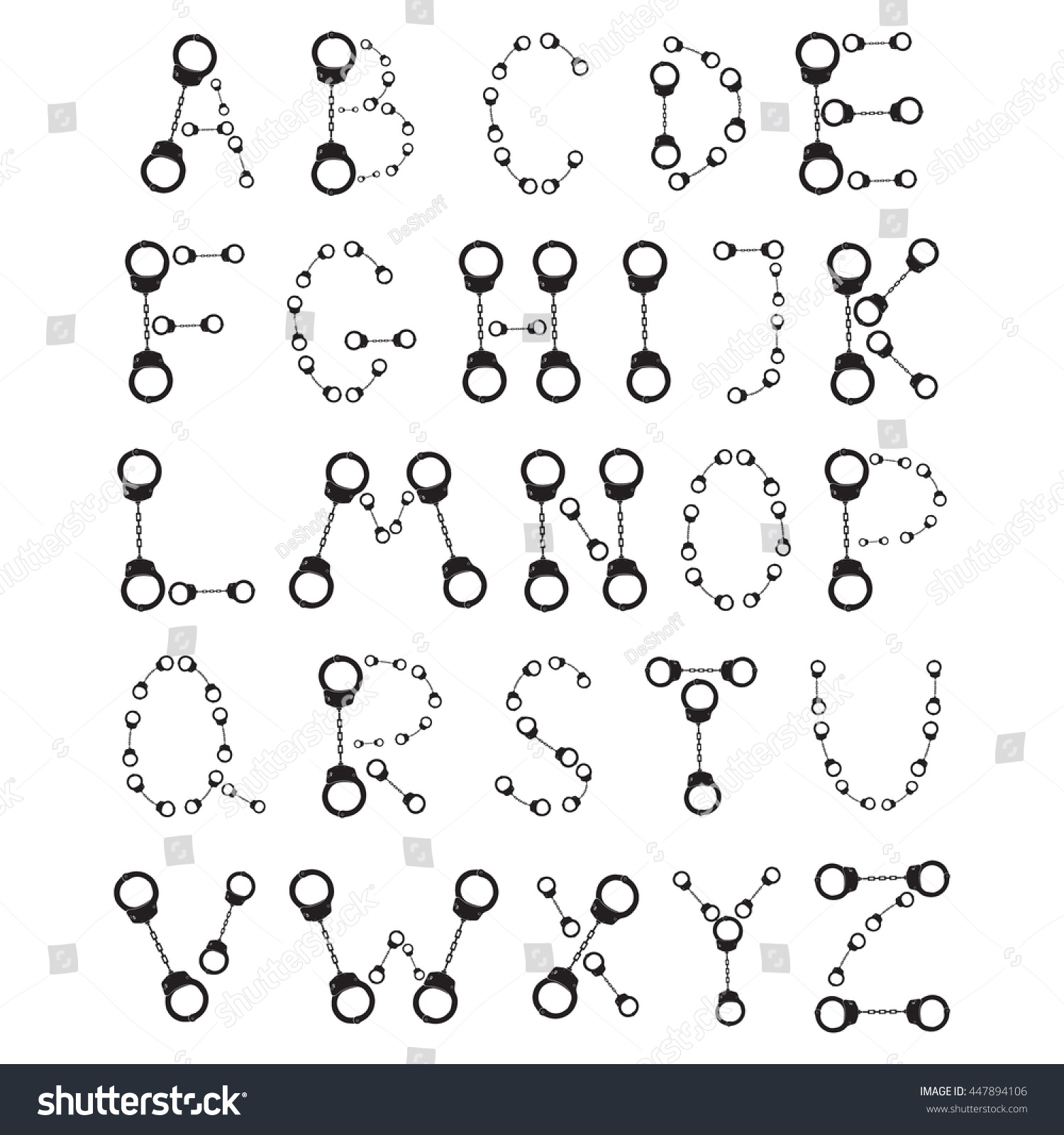 Alphabet Created Handcuffs Abc Handcuff Symbol Stock Vector (Royalty ...