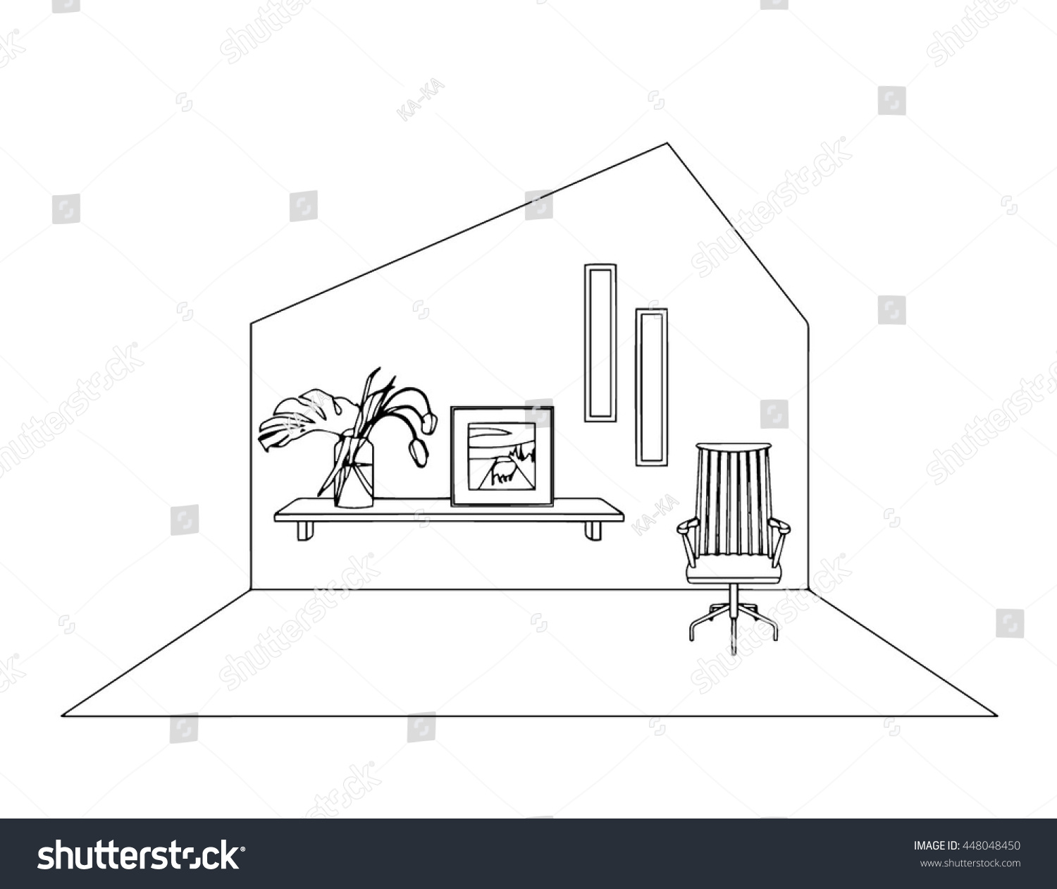 Hand Drawn Stylized Outline House Modern Stock Vector (Royalty Free ...