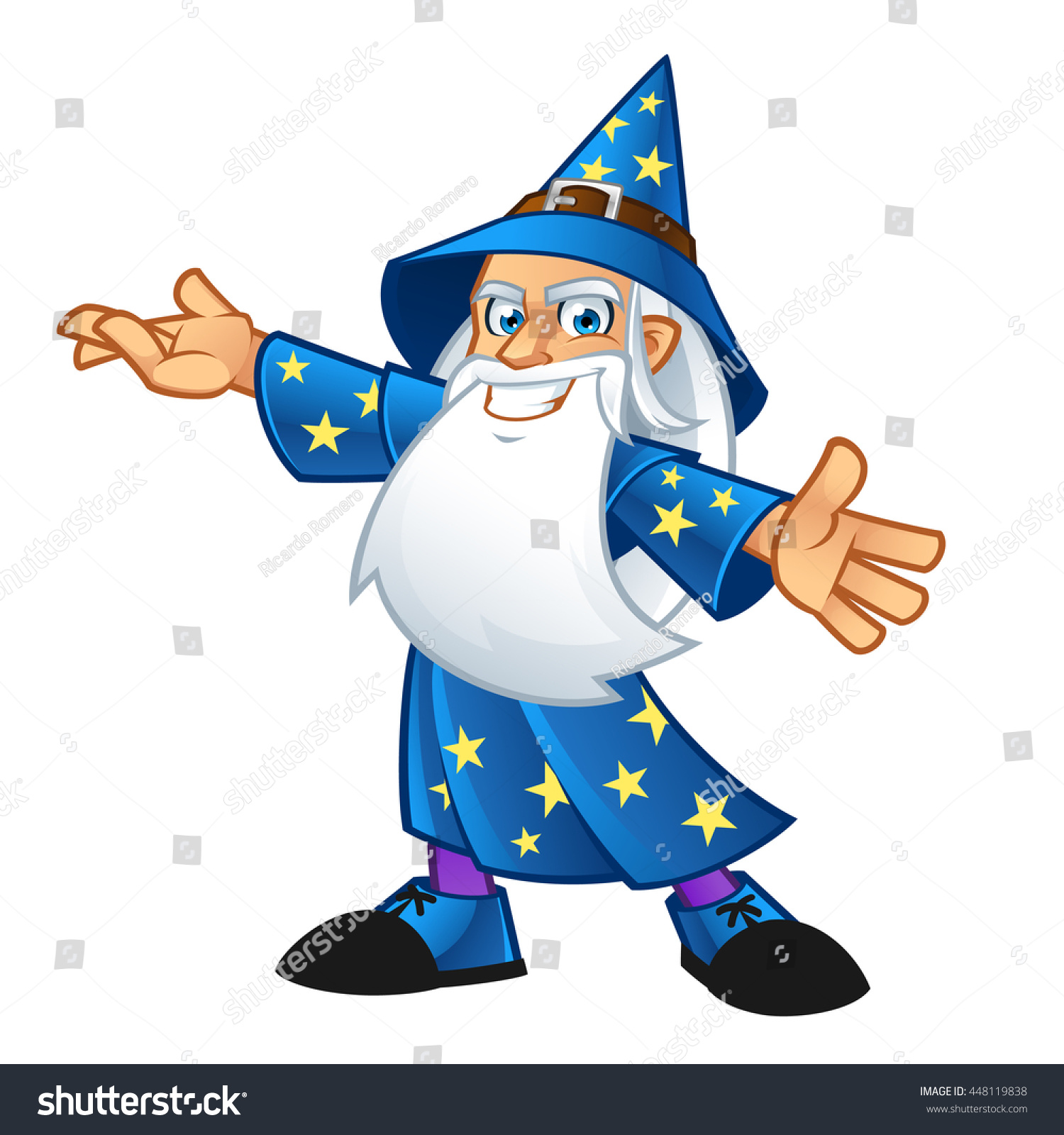 Wizard Wearing Hat Long Beard Vector Stock Vector (Royalty Free ...
