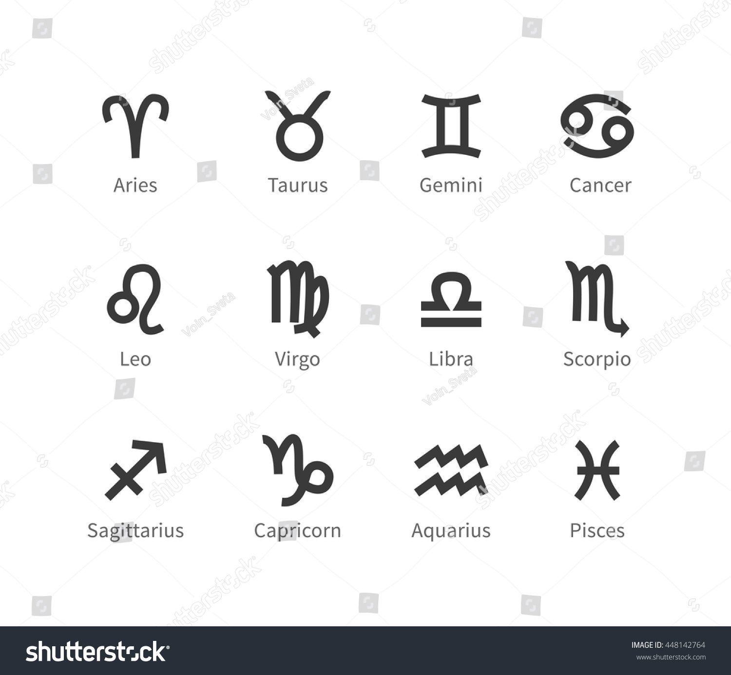 Zodiac Signs Vector Icons Black Horoscope Stock Vector (royalty Free 