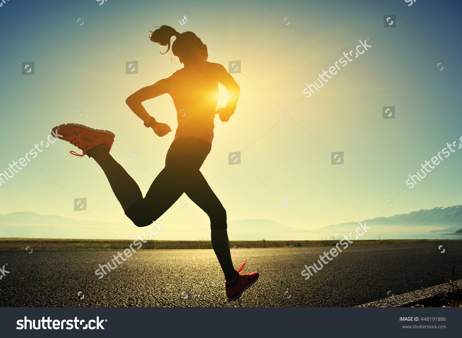 Healthy Lifestyle Young Woman Runner Running Stock Photo 448191886 ...