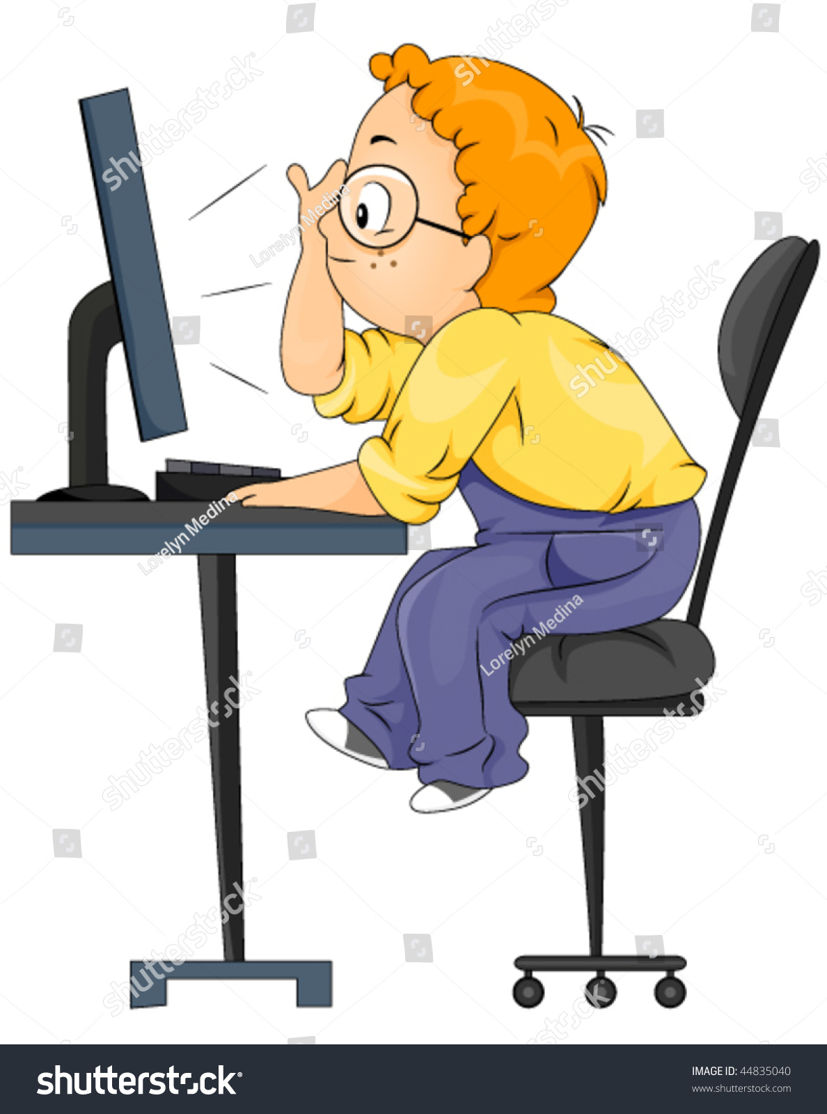 Boy Looking Monitor Vector Stock Vector (Royalty Free) 44835040 ...