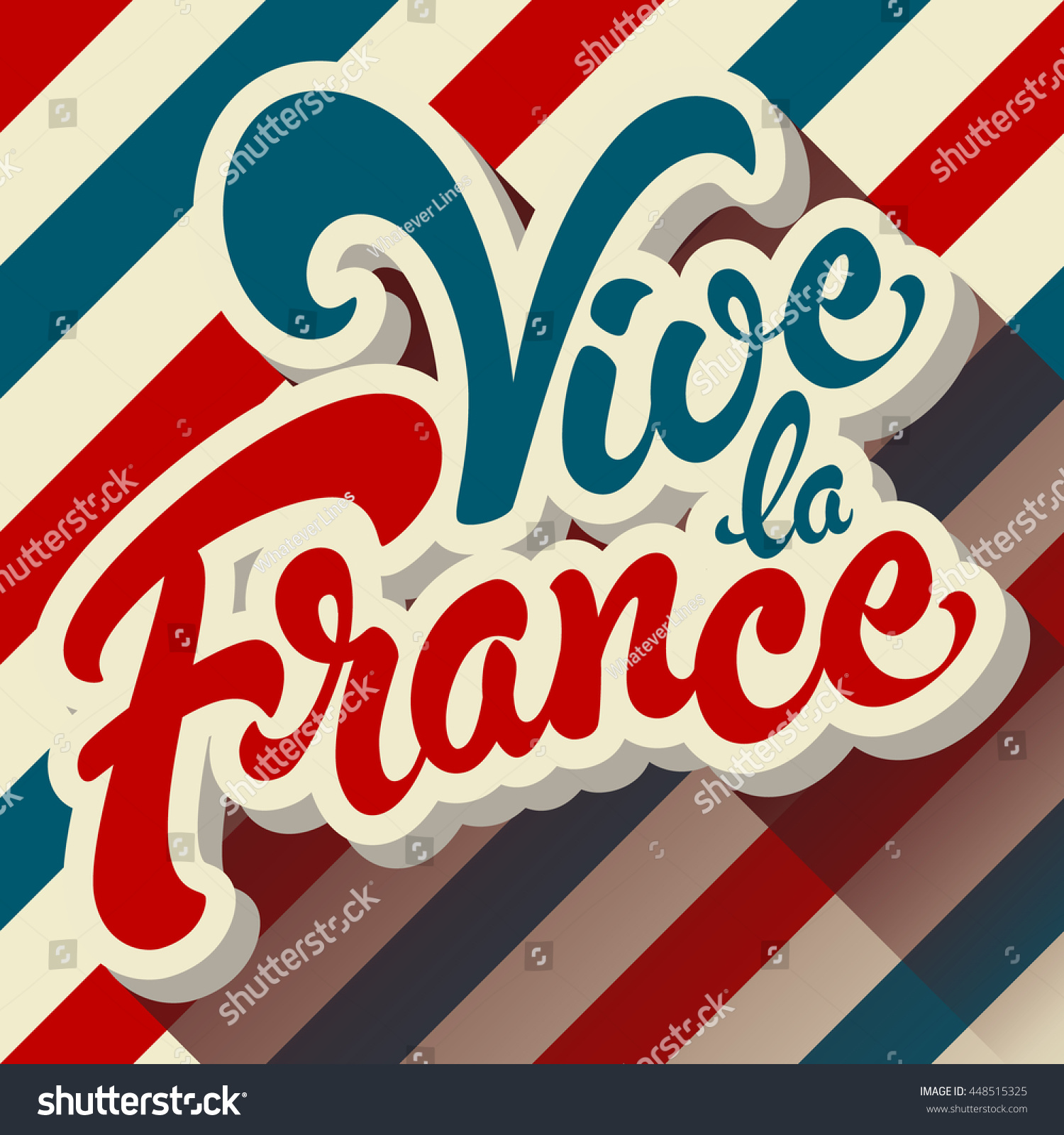 Vive La France Hand Drawn Lettering Stock Vector (Royalty Free ...