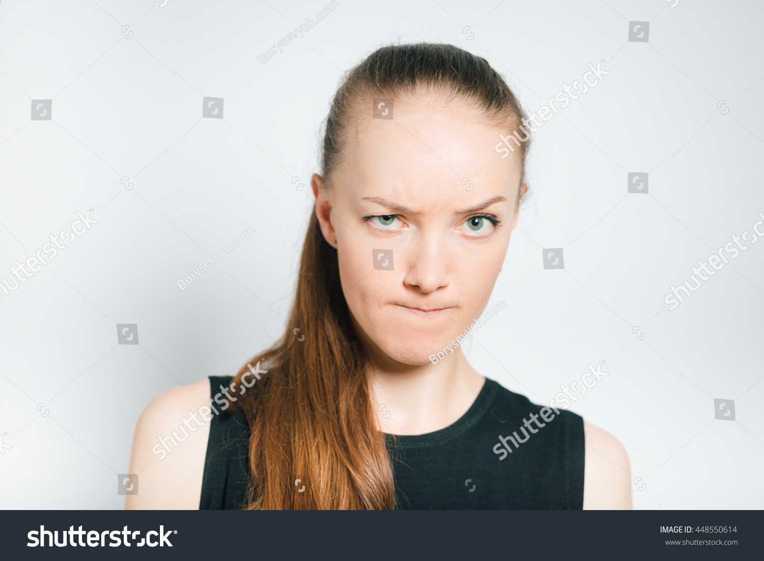 Young Business Woman Sour Face Isolated Stock Photo 448550614 ...