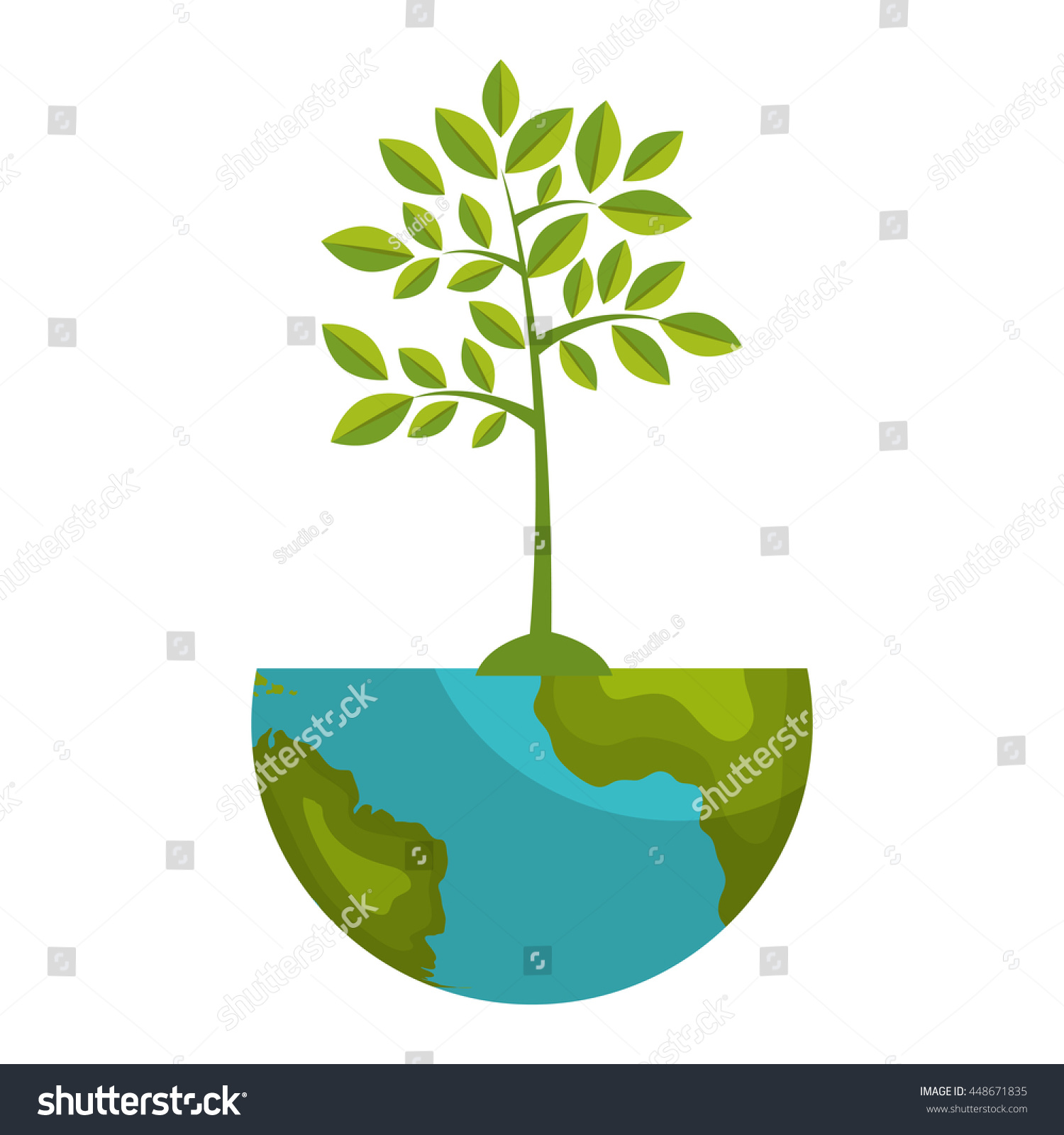 Planet Earth Ecology Theme Design Isolated Stock Vector (Royalty Free ...