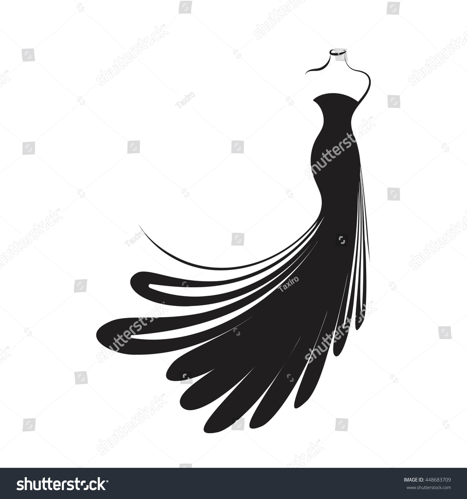 Ball Gown Long Mannequin Hand Drawing Stock Vector (Royalty Free ...
