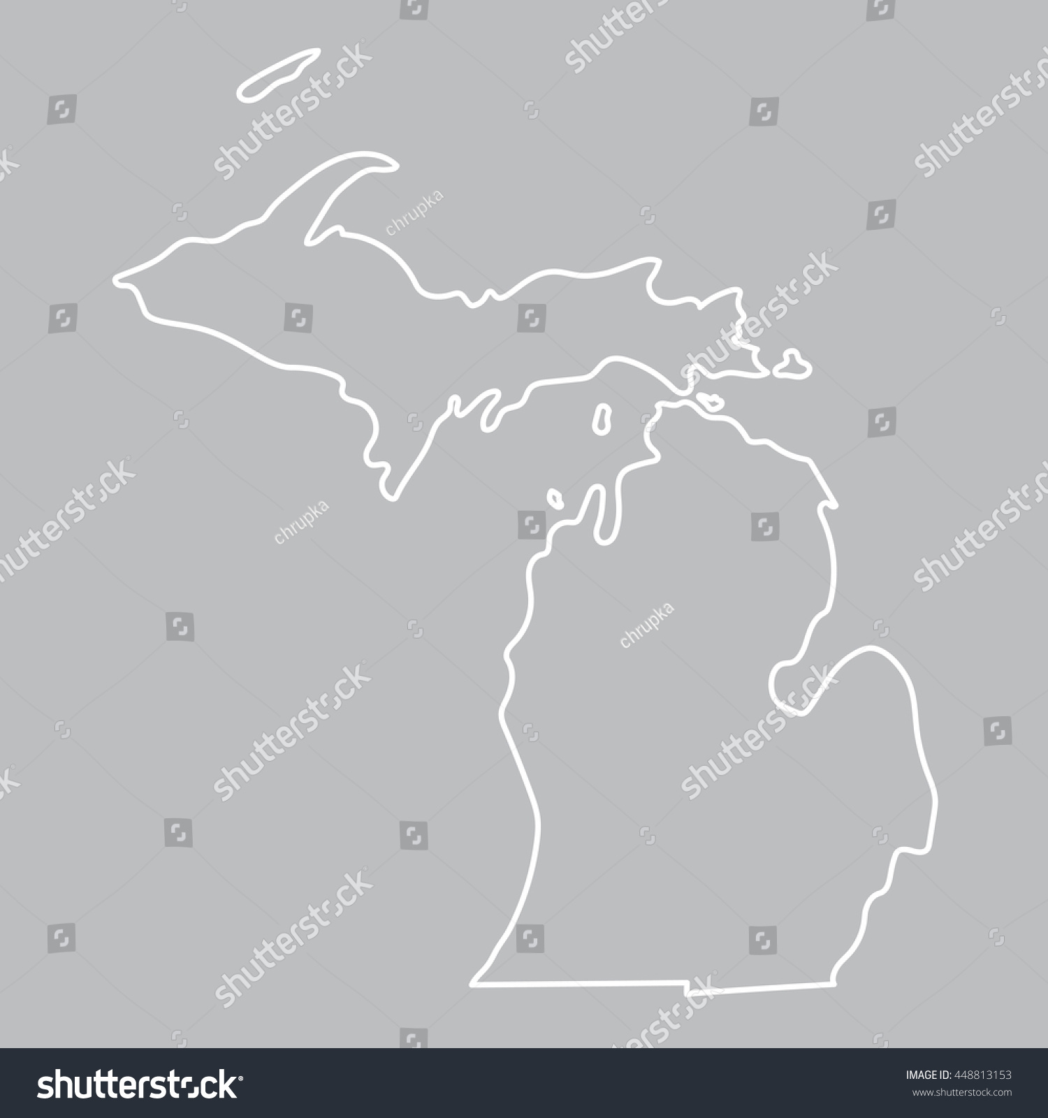 White Abstract Outline Michigan Map Stock Vector (Royalty Free ...