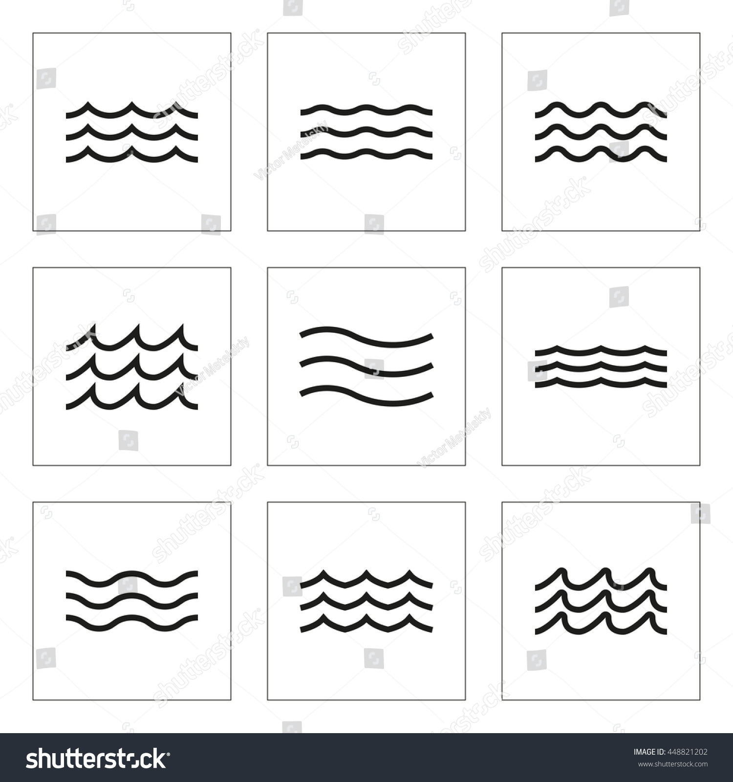 Wave Icon Set Water Line Signs Stock Vector (Royalty Free) 448821202 ...