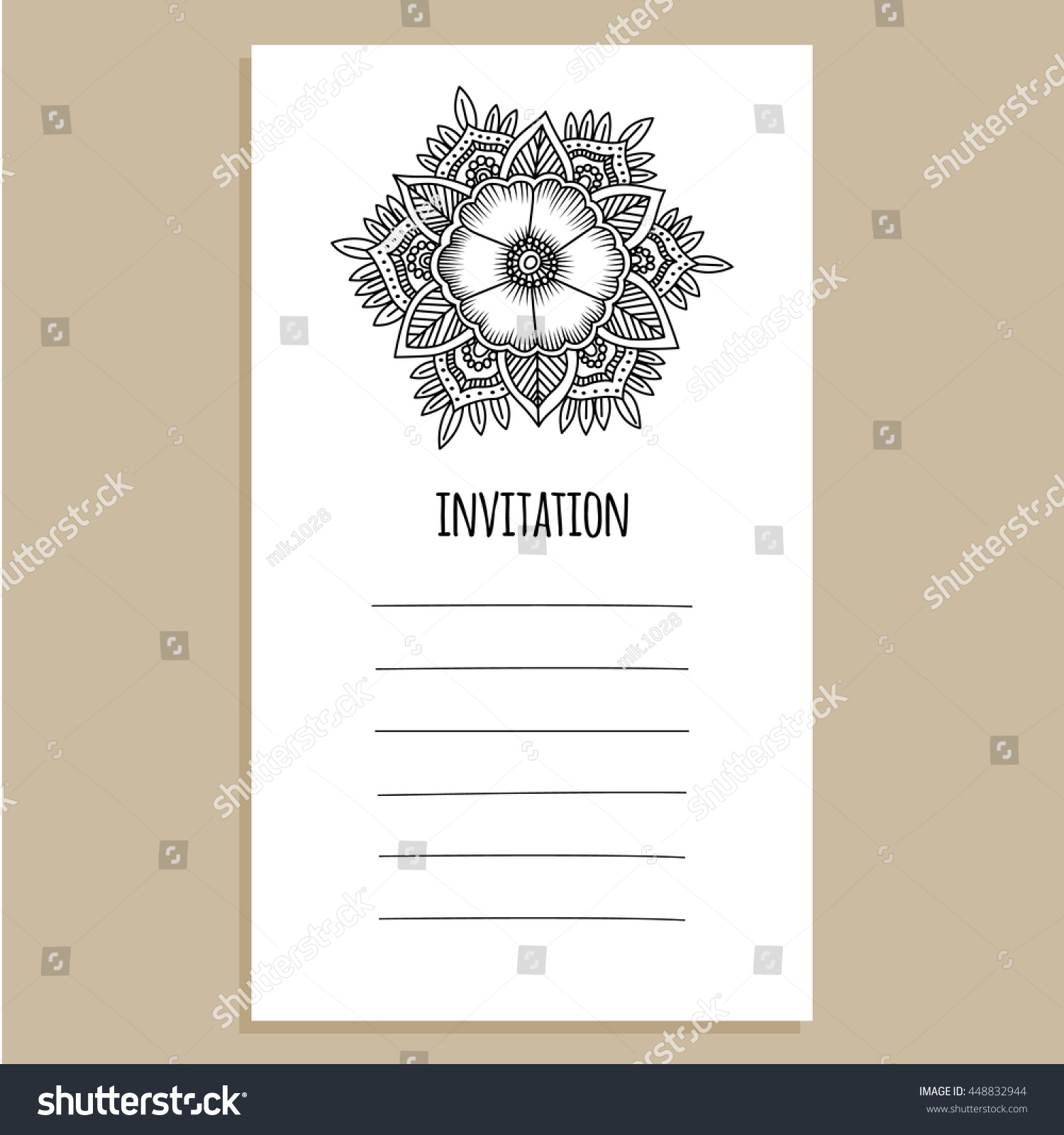 Vector Invitation Template Flower Illustration Stock Vector (Royalty