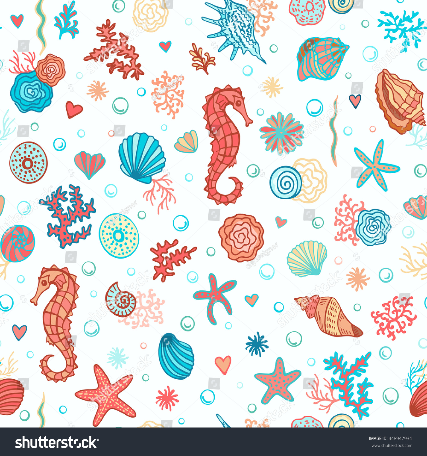 Underwater Seamless Pattern Summer Sea Background Stock Vector (Royalty ...