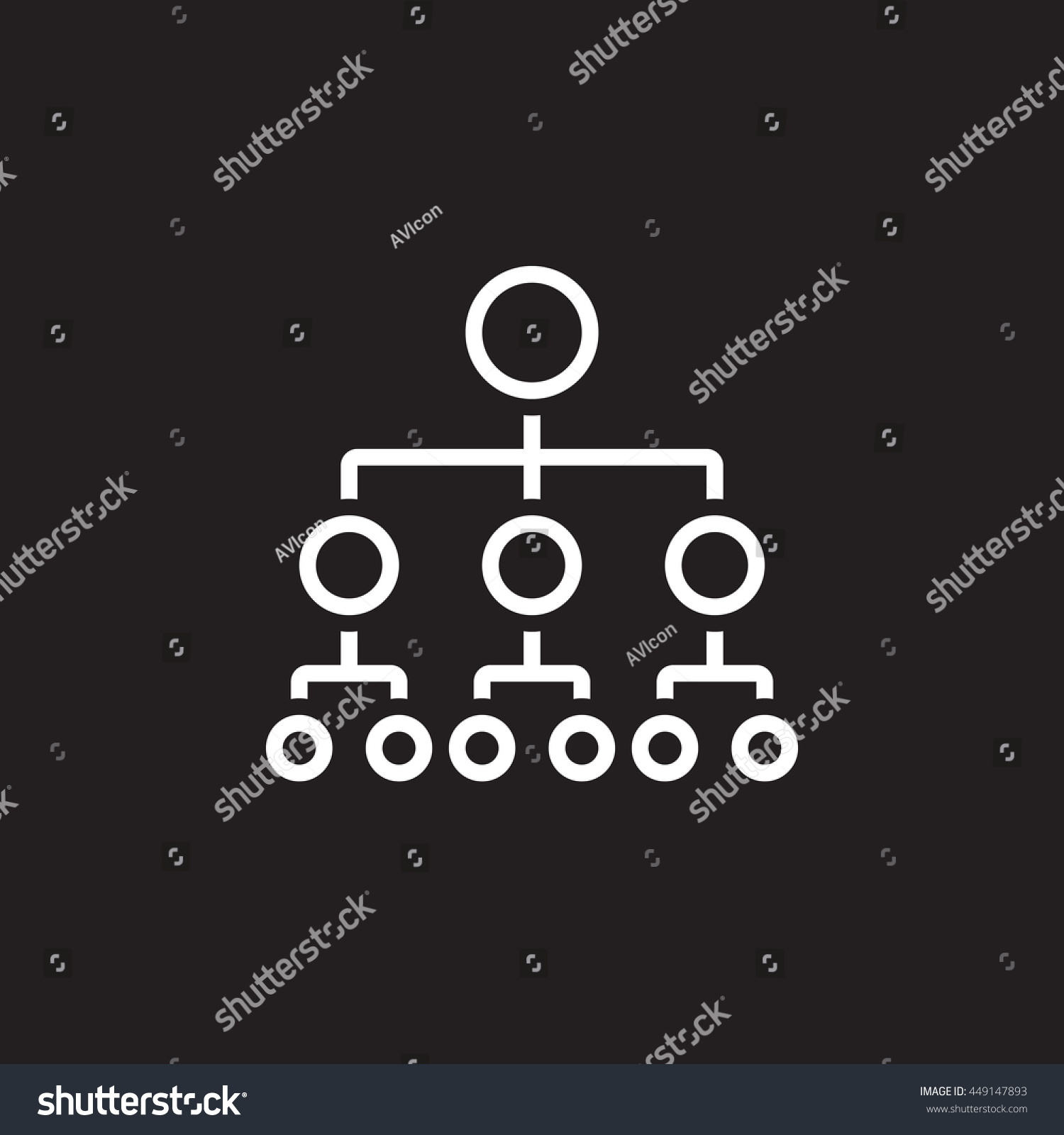 Organizational Chart Line Icon Outline Hierarchy Stock Vector (Royalty ...