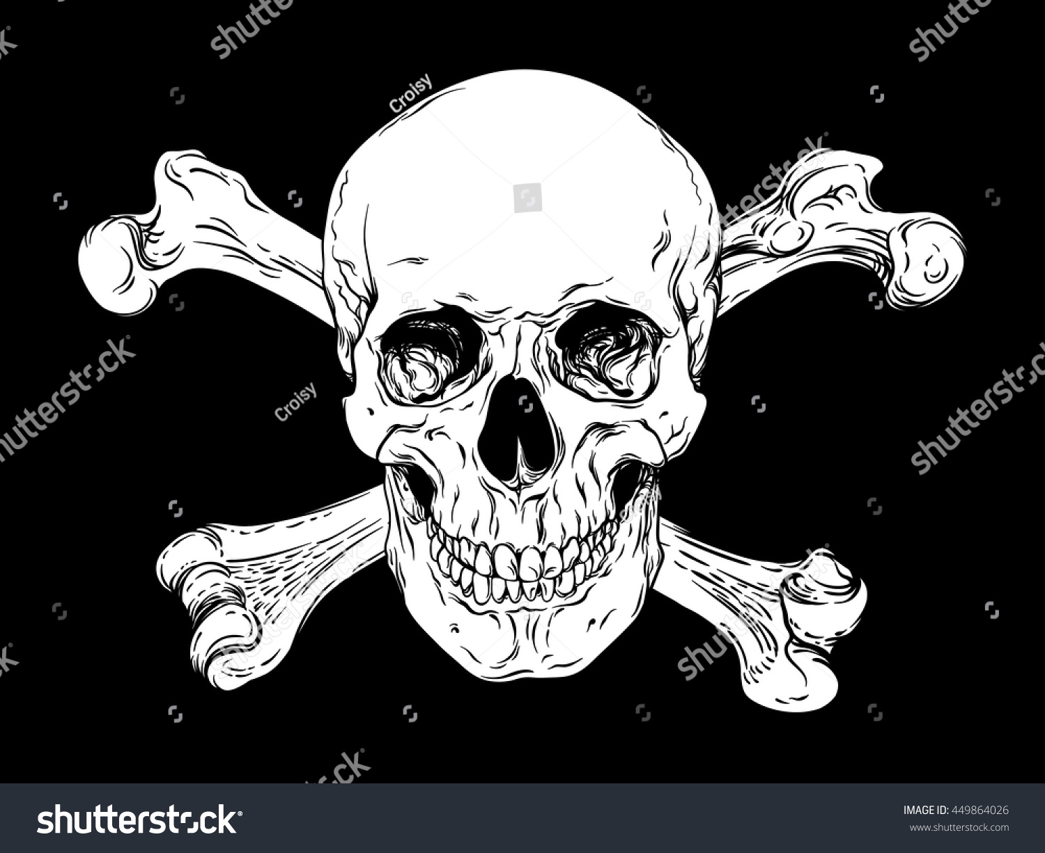 Human Skull Crossbones Vector Jolly Roger Stok Vekt R Telifsiz Shutterstock