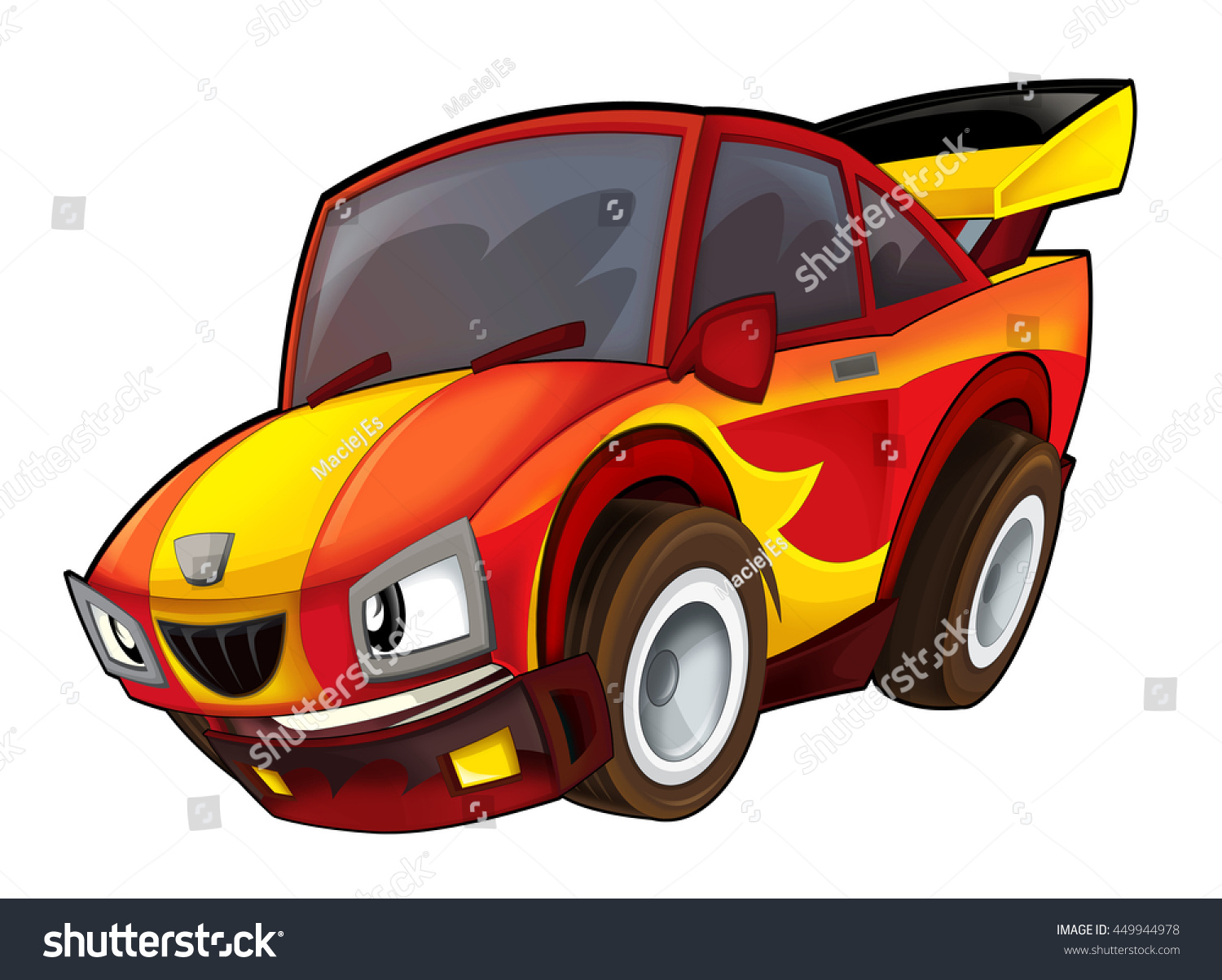 Cartoon Fast Car Isolated Illustration Children Stock Illustration ...