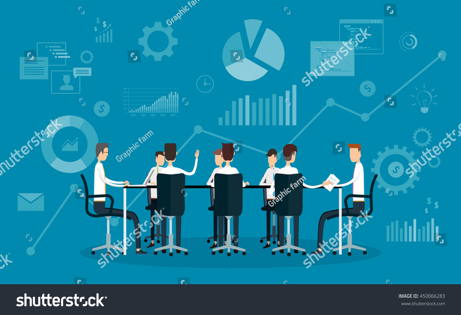 Flat Vector People Business Team Working Stock Vector (Royalty Free ...