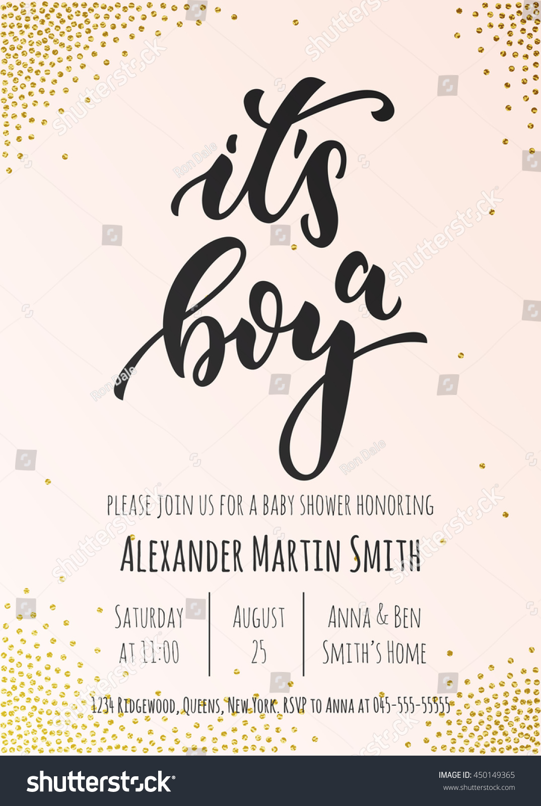Boy Invitation Party Card Template Baby Stock Vector (Royalty Free