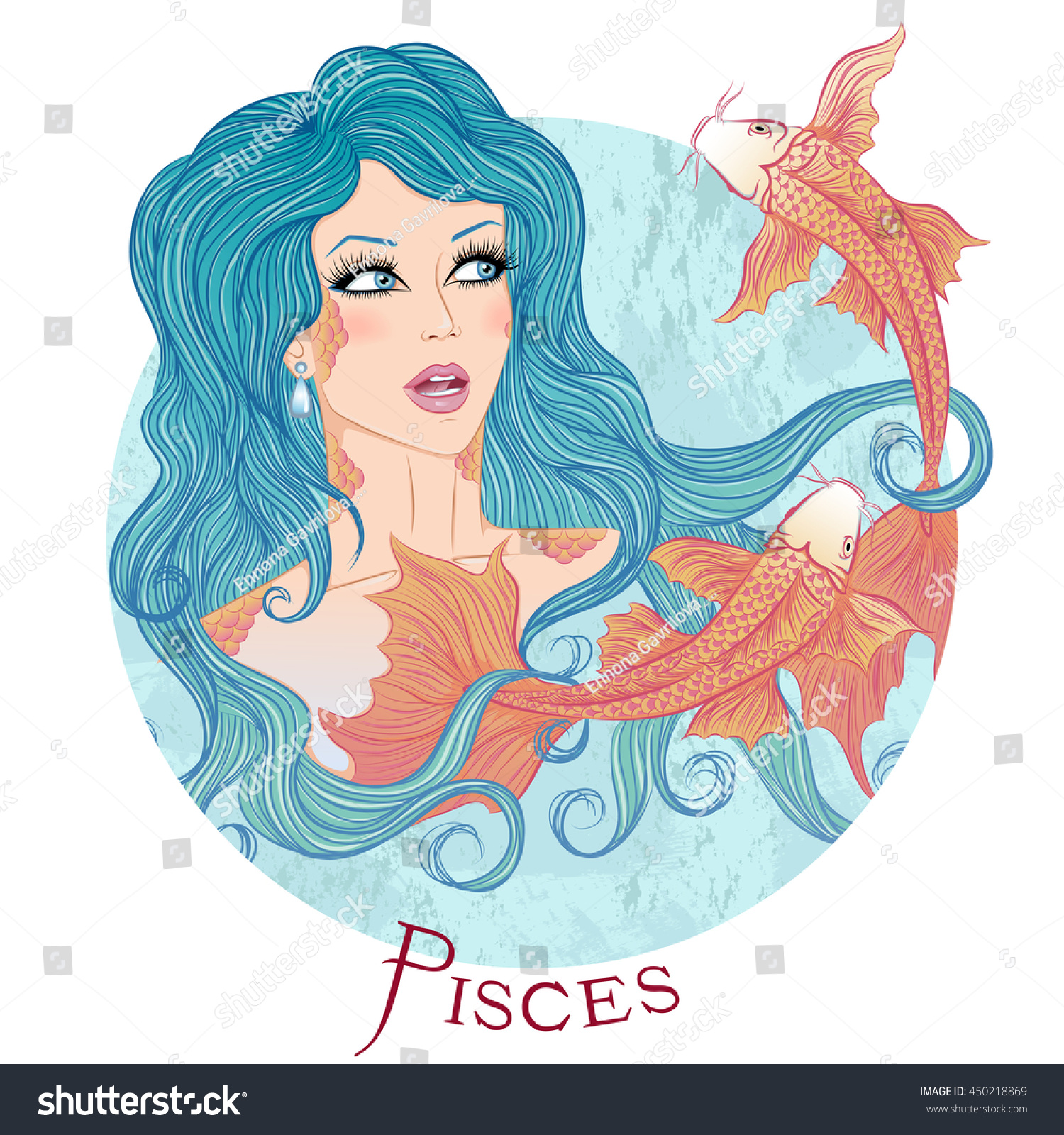 Zodiac Vector Illustration Astrological Sign Pisces Stock Vector ...