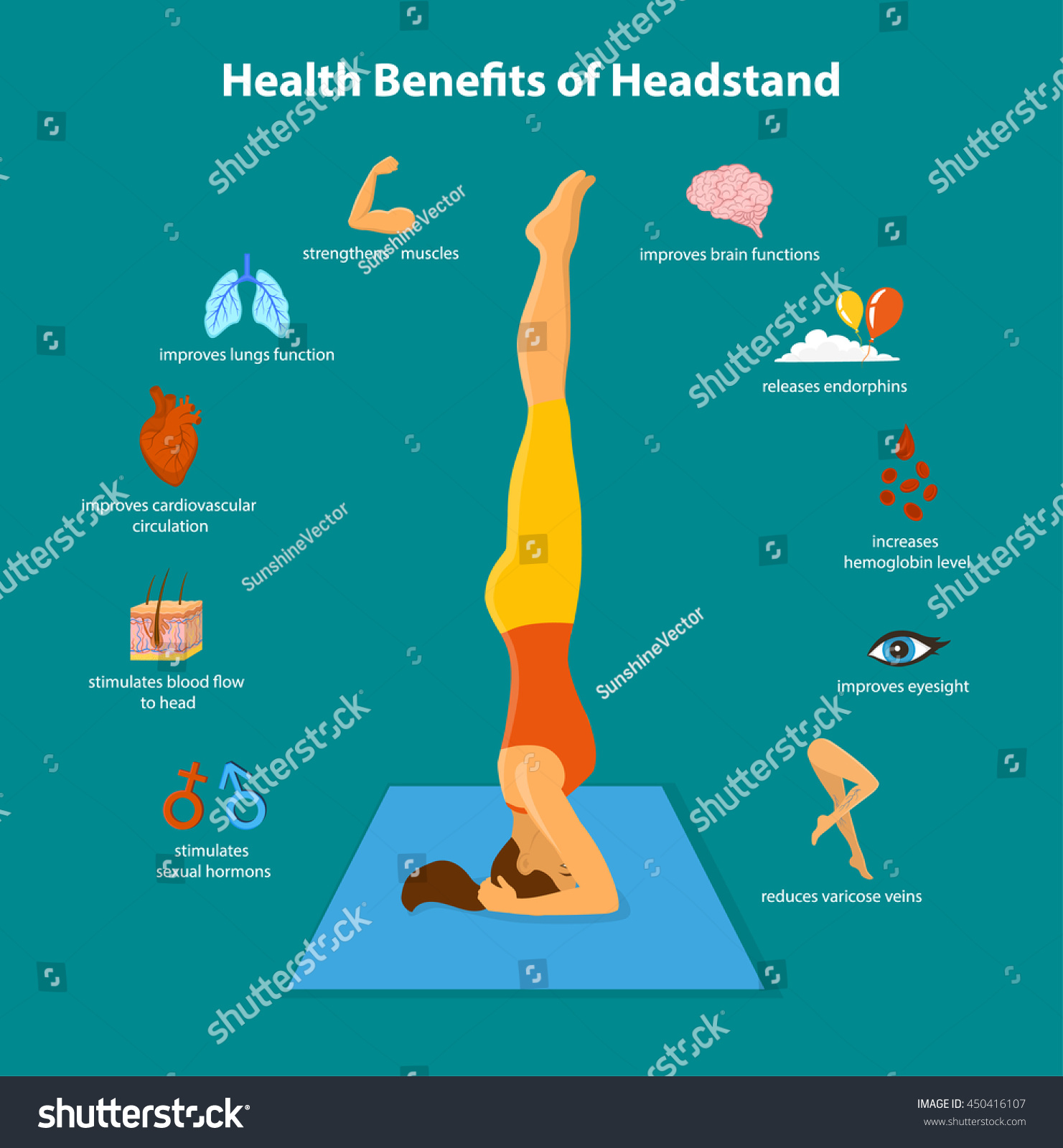 Health Benefits Headstand Inforgraphics Woman Practicing Stock Vector Royalty Free
