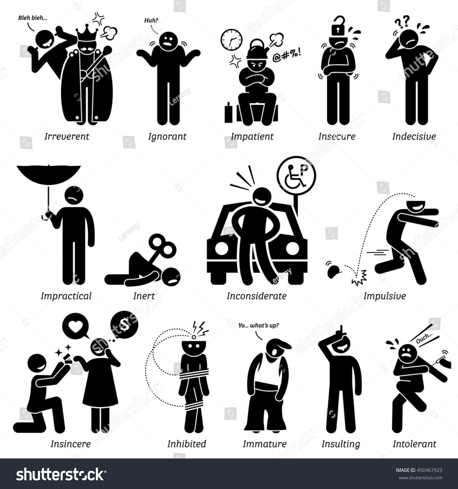 Negative Personalities Character Traits Stick Figures Stock ...