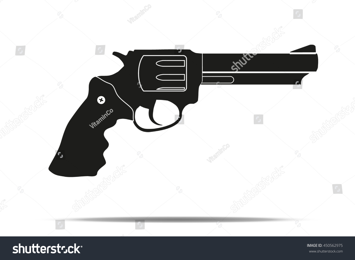 Silhouette Simple Symbol Revolver Realistic Editable Stock Vector ...