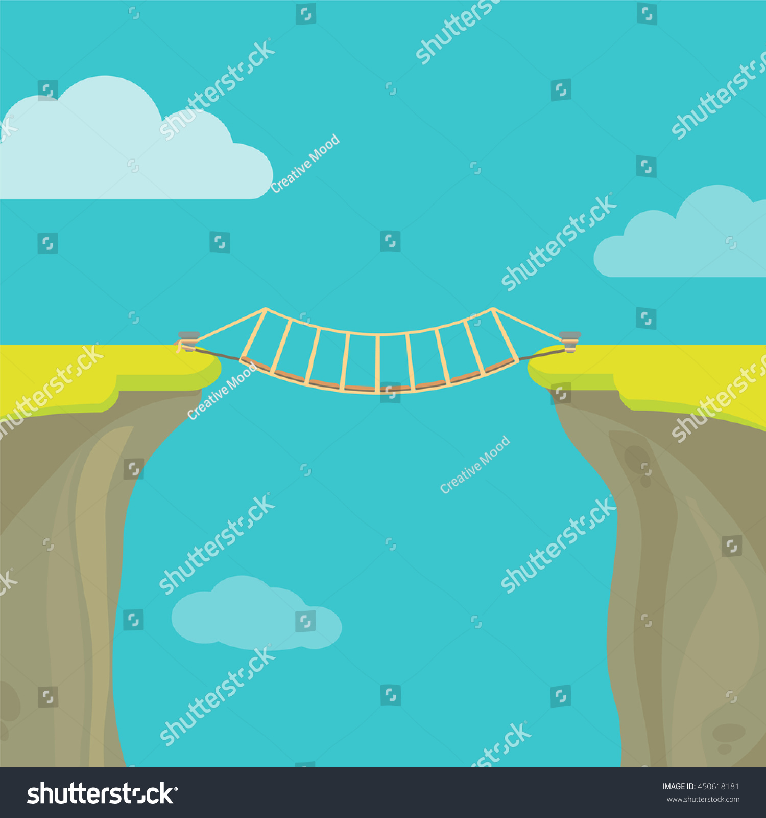 Веревочный мост вектор