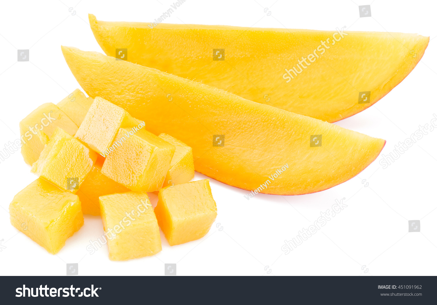 Mango Cubes Slices Isolated On White Stock Photo 451091962 | Shutterstock