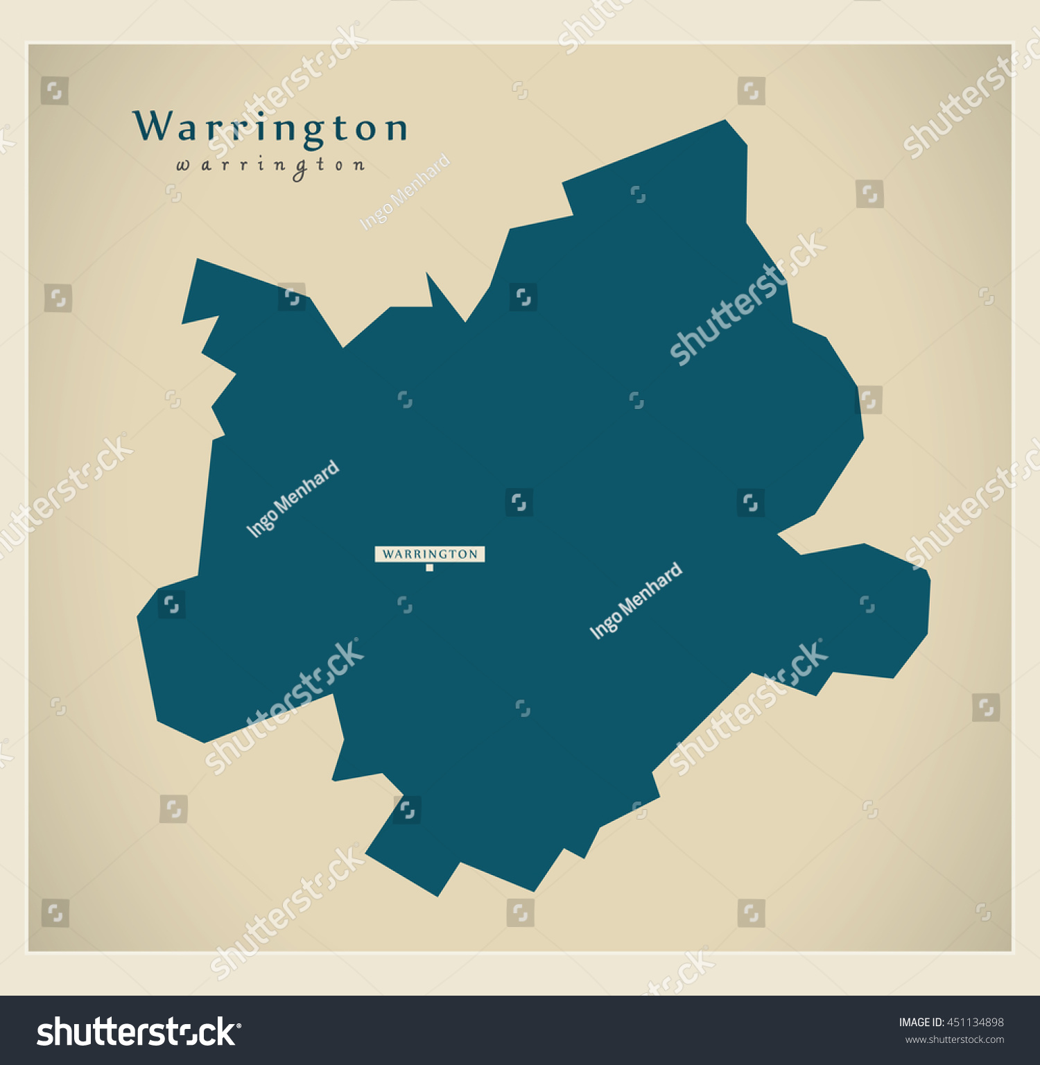 Modern Map Warrington Unitary Authority England Stock Vector (Royalty ...