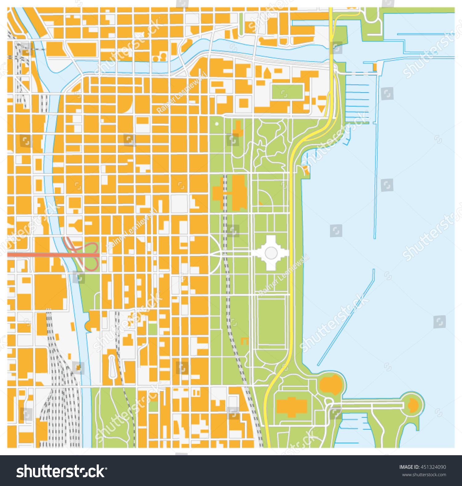 Downtown Chicago Street Map Vector Street Map Downtown Chicago Illinois Stock Vector (Royalty Free)  451324090 | Shutterstock