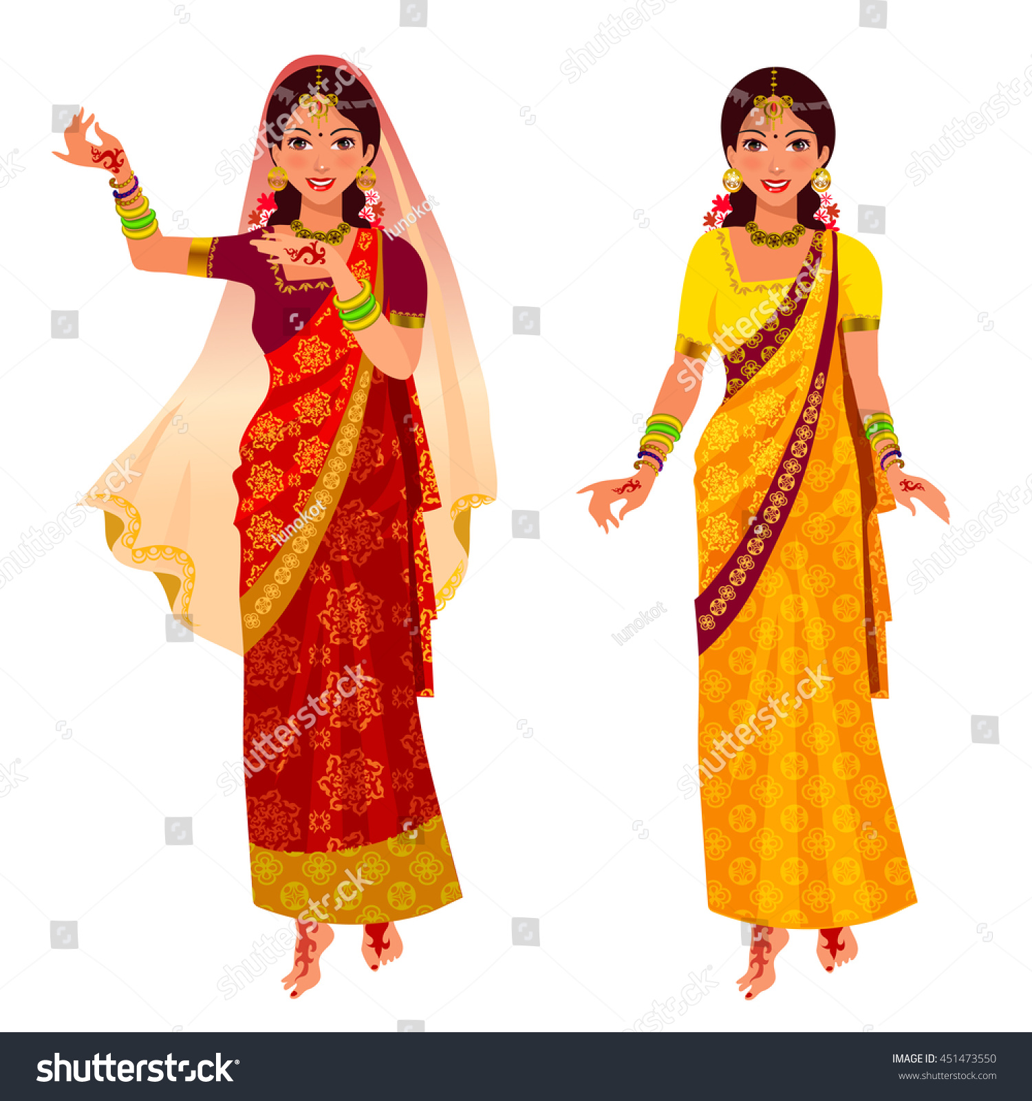 Indian Woman Sari Traditional Dress Isolated Stock Vector (Royalty Free ...