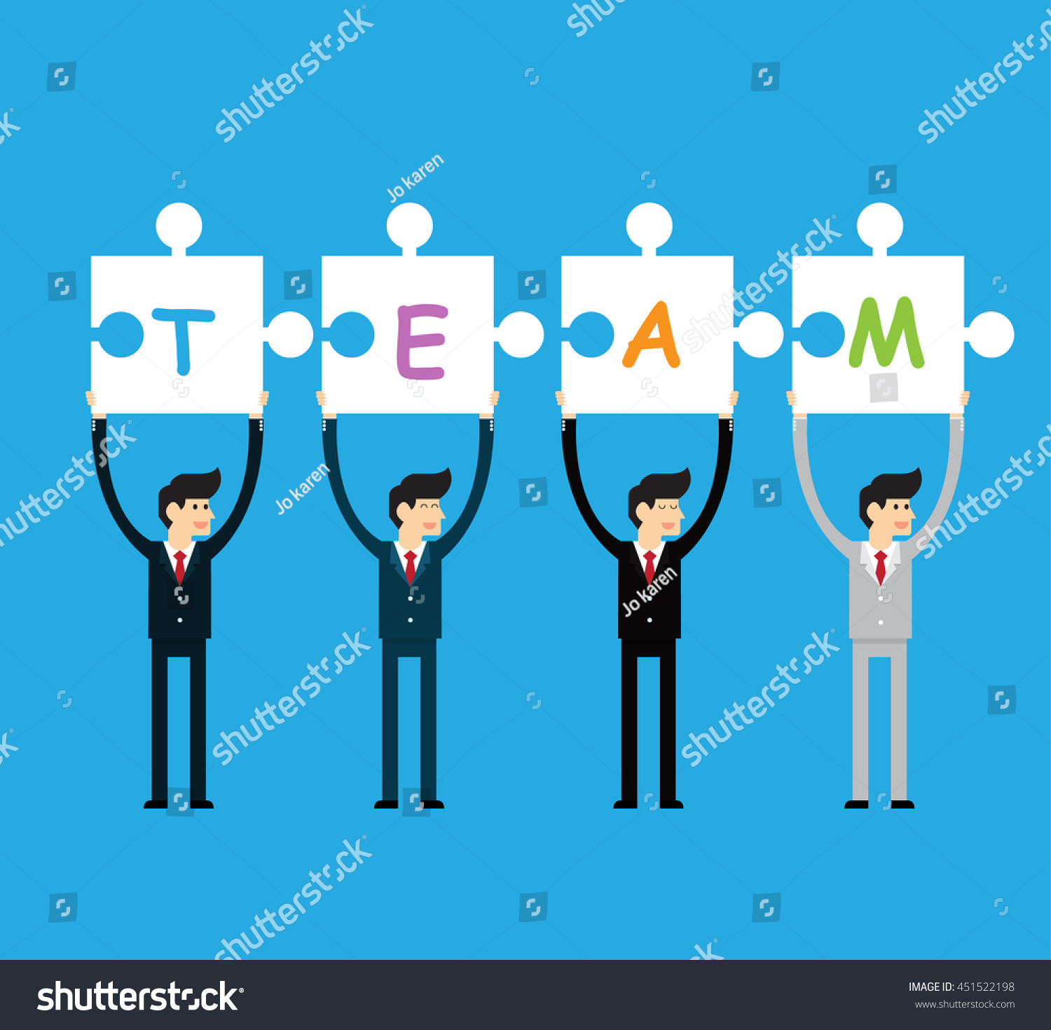 Businesspeople Joining Letters Building Team Vector Stock Vector ...