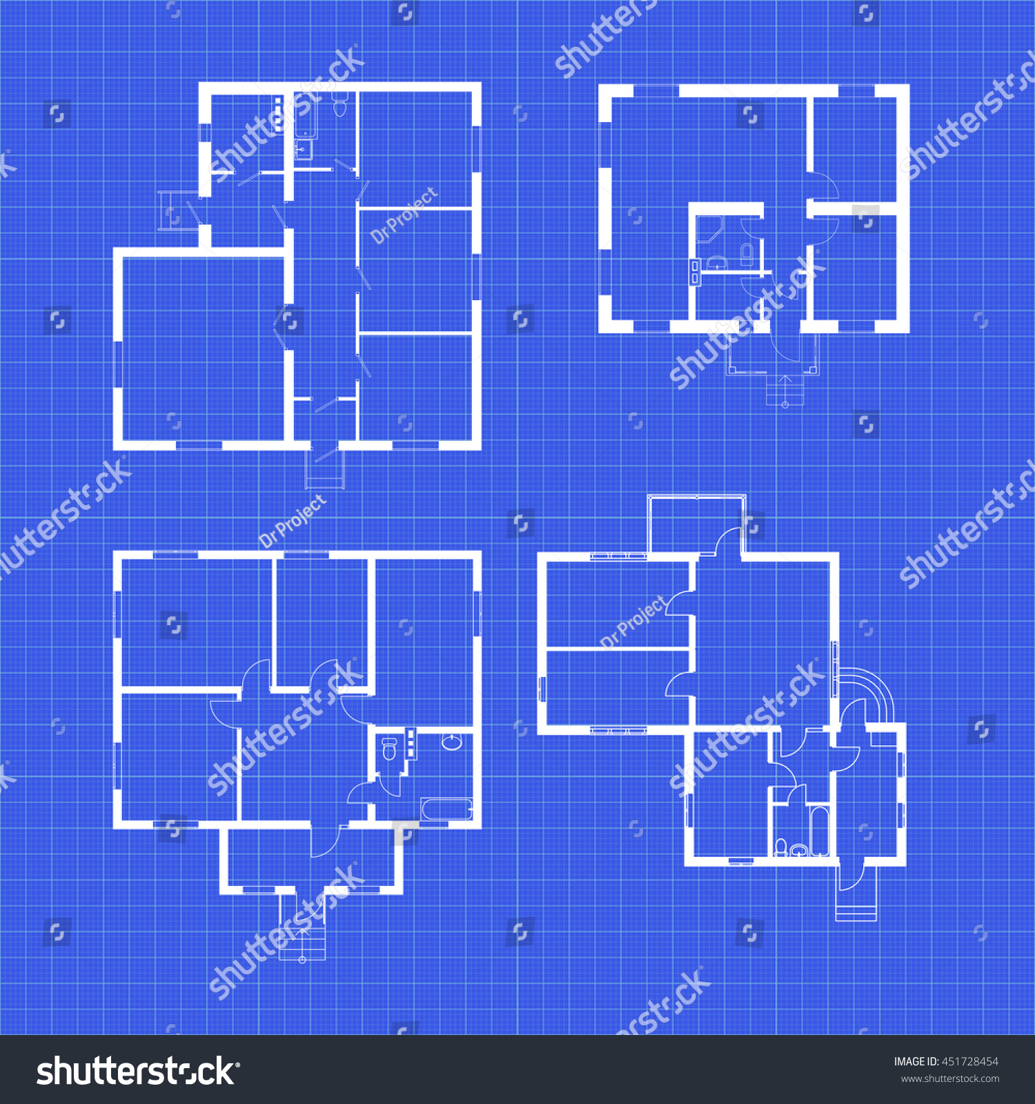 Set Ground Floor Blueprints Vector Unfurnished Stock Vector (Royalty ...