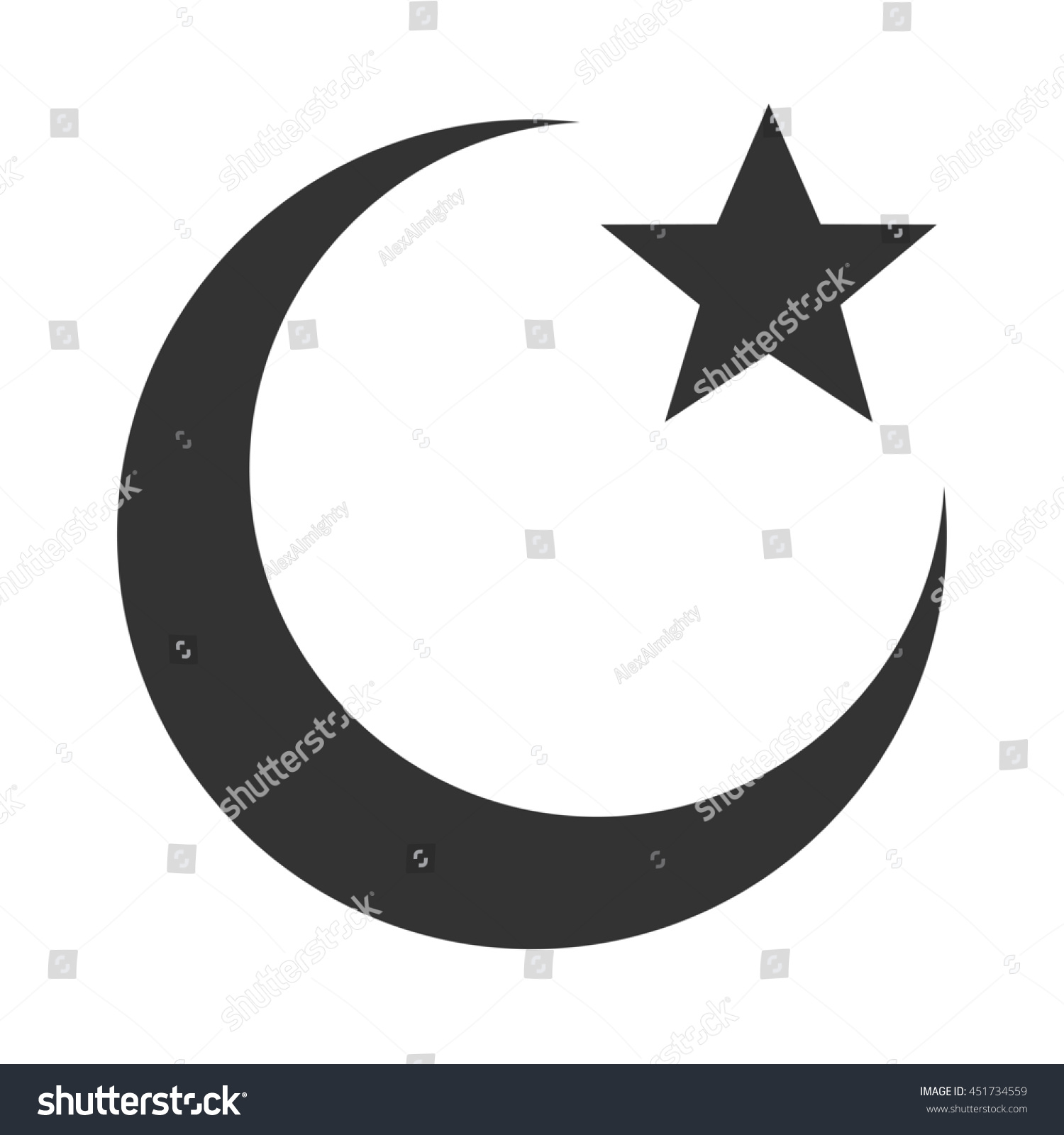 Islam Symbol Moon Star Icon Isolated Stock Illustration 451734559 ...